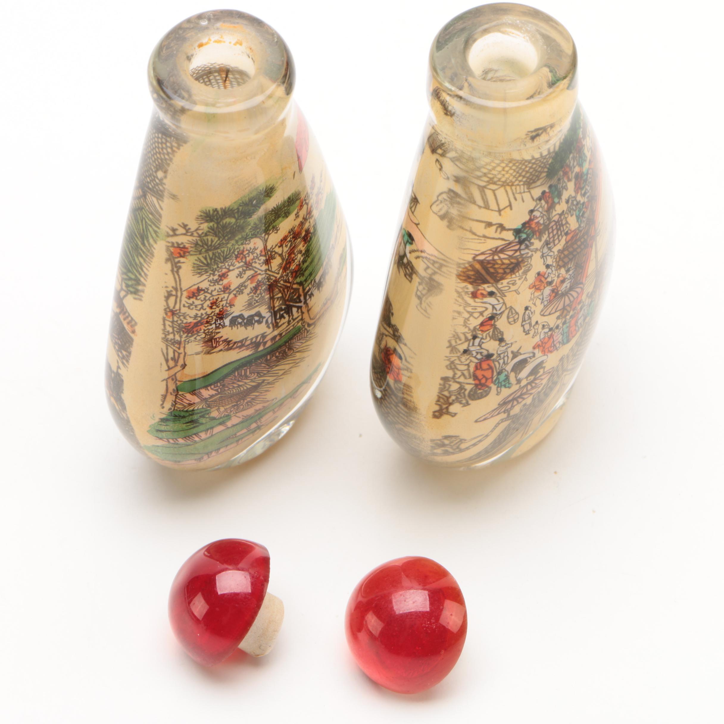 Chinese Reverse Painted Glass Snuff Bottles