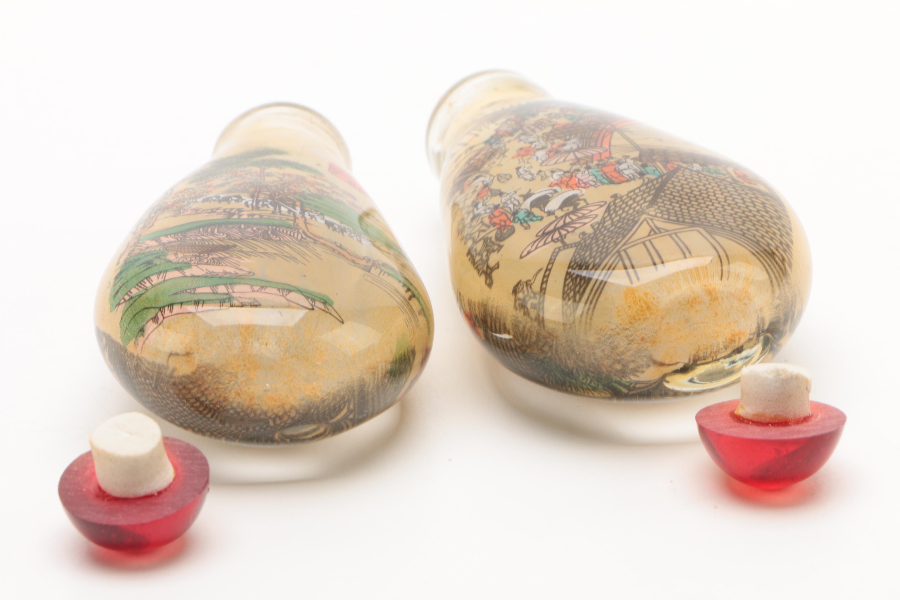 Chinese Reverse Painted Glass Snuff Bottles