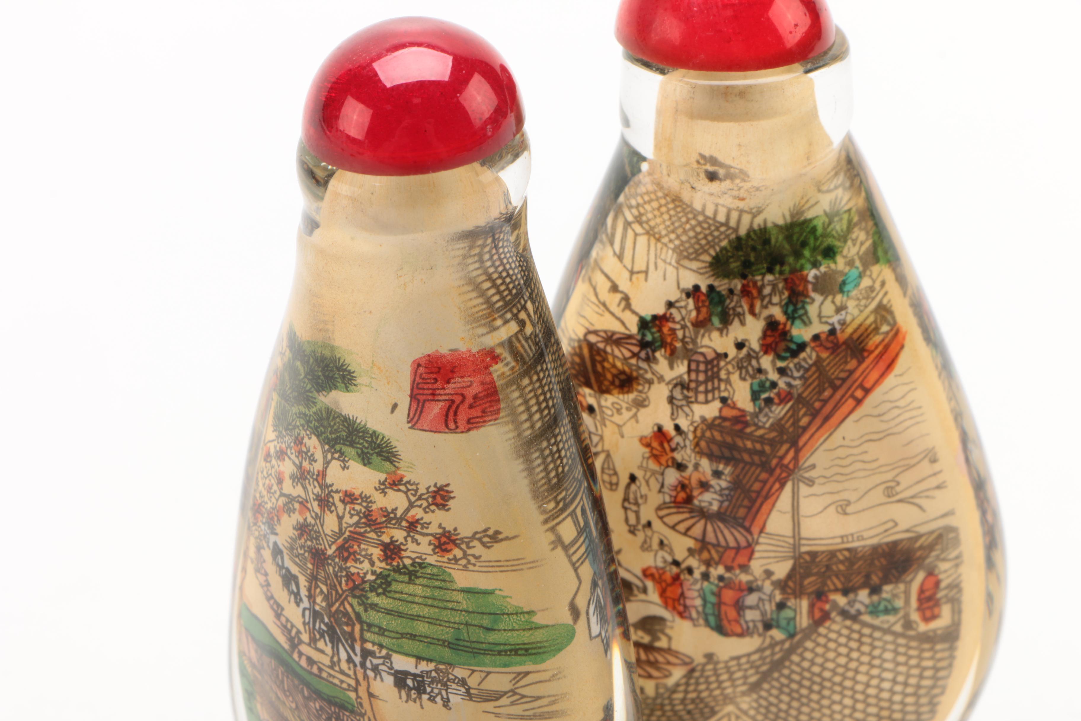 Chinese Reverse Painted Glass Snuff Bottles