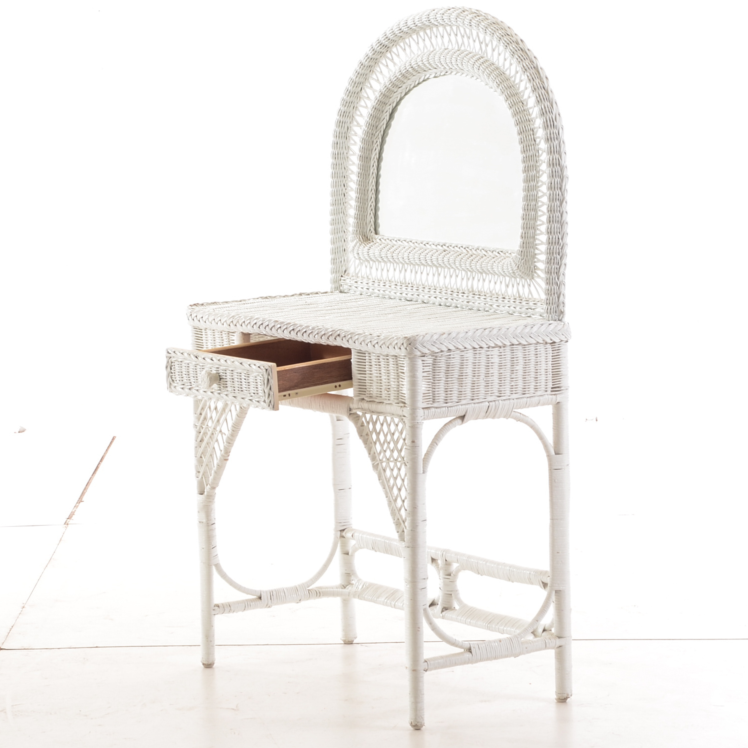 White Wicker Vanity Set