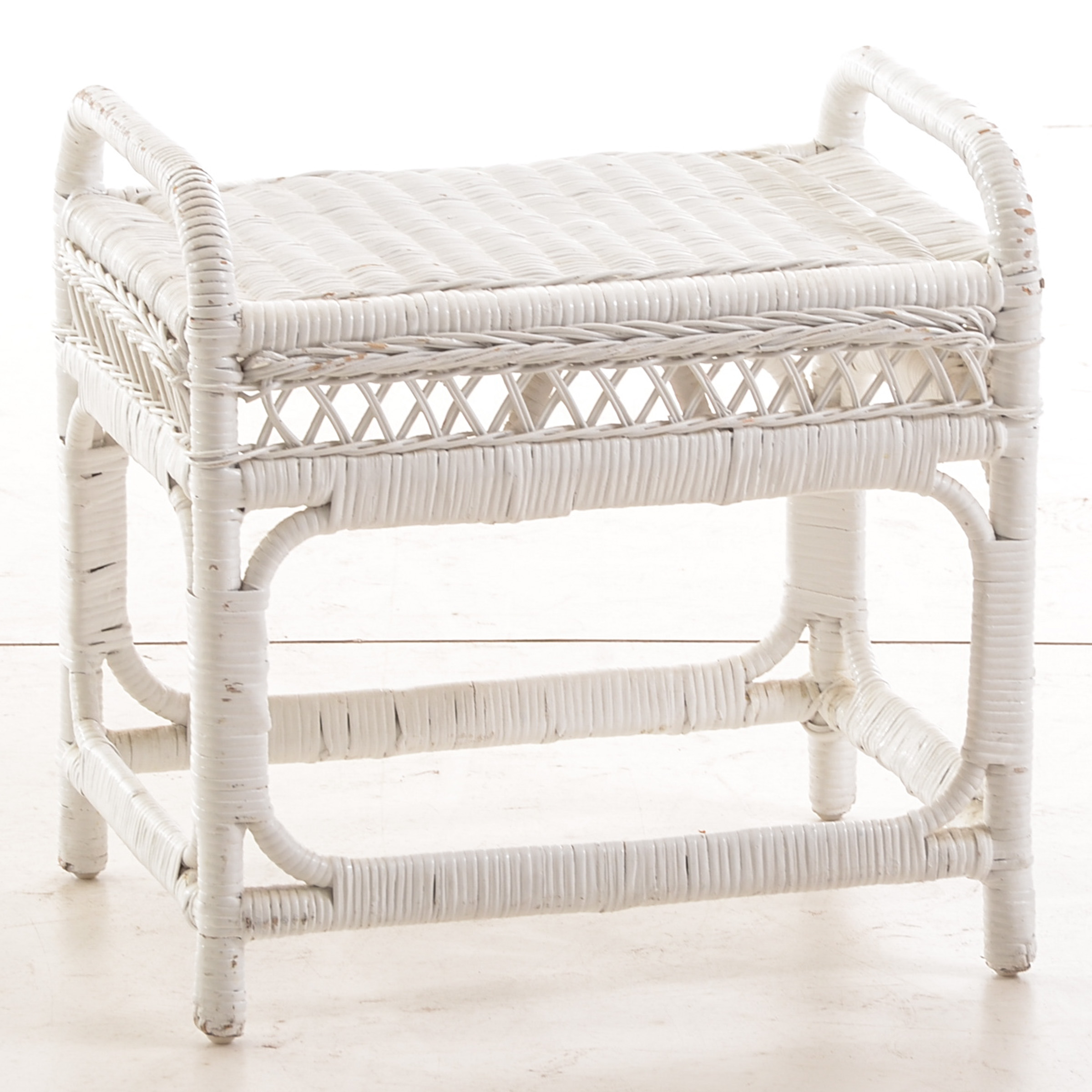 White Wicker Vanity Set