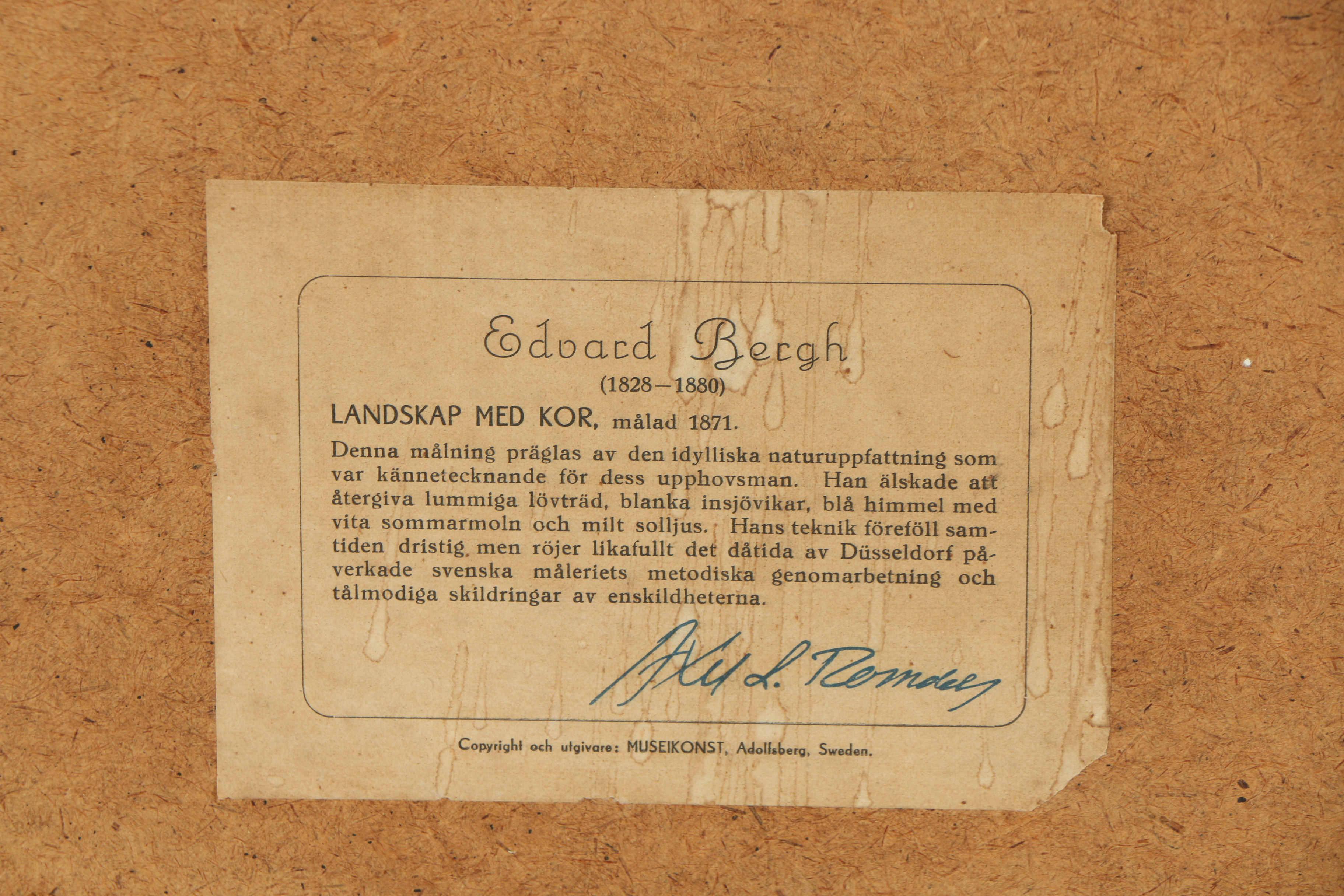 Offset Lithograph after Edvard Bergh "Svenskt Landskap"