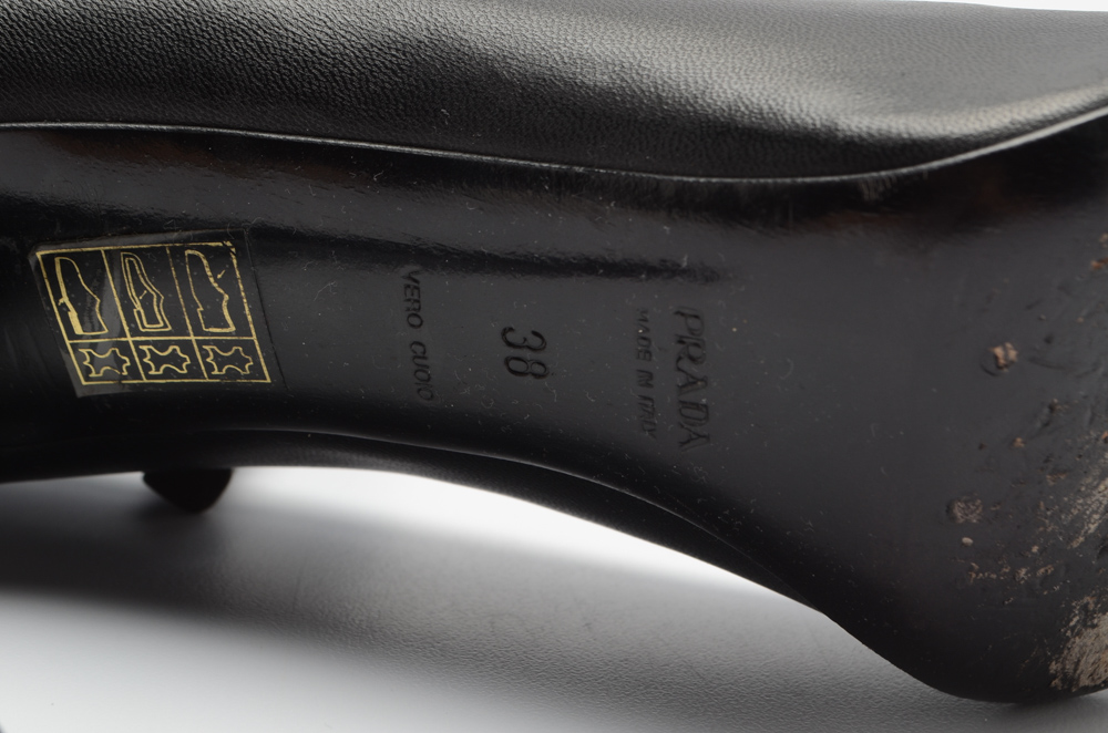 Prada Black Leather Open-Toe Pumps