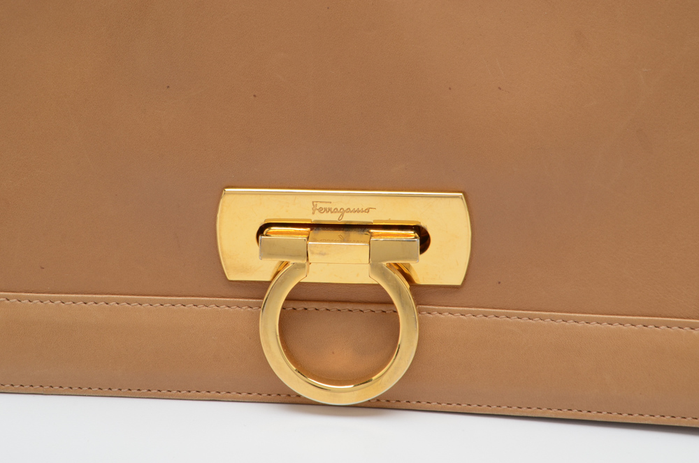 Vintage Salvatore Ferragamo Caramel Leather Handbag