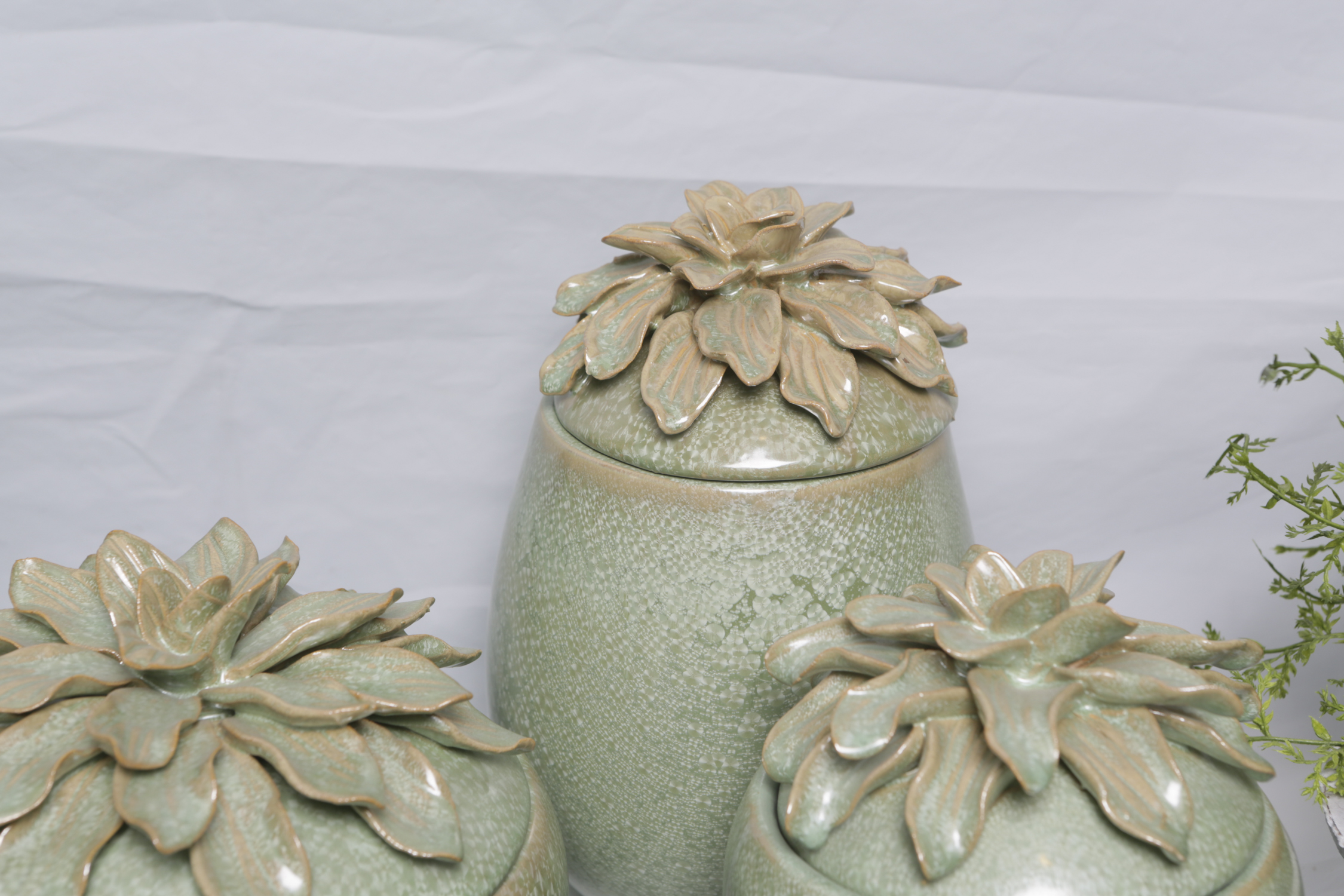 Ceramic Vase, Decorative Jars, and Bottle Shaped Vase with Faux Foliage