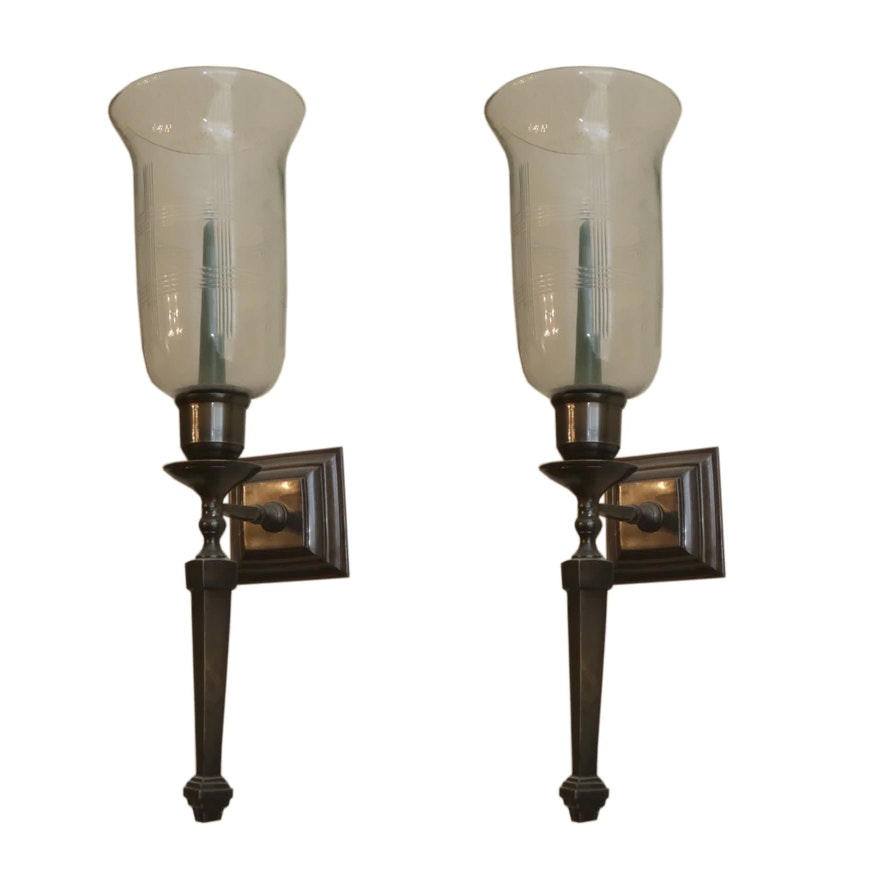 Metal Candle Sconces with Removable Cut Glass Shades