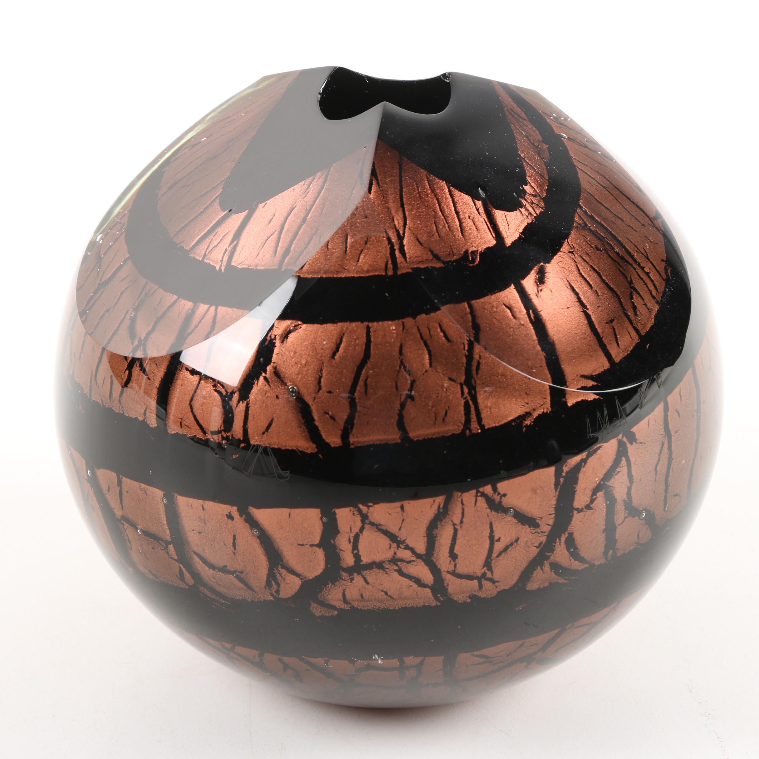 Correia Metallic Copper Art Glass Vase