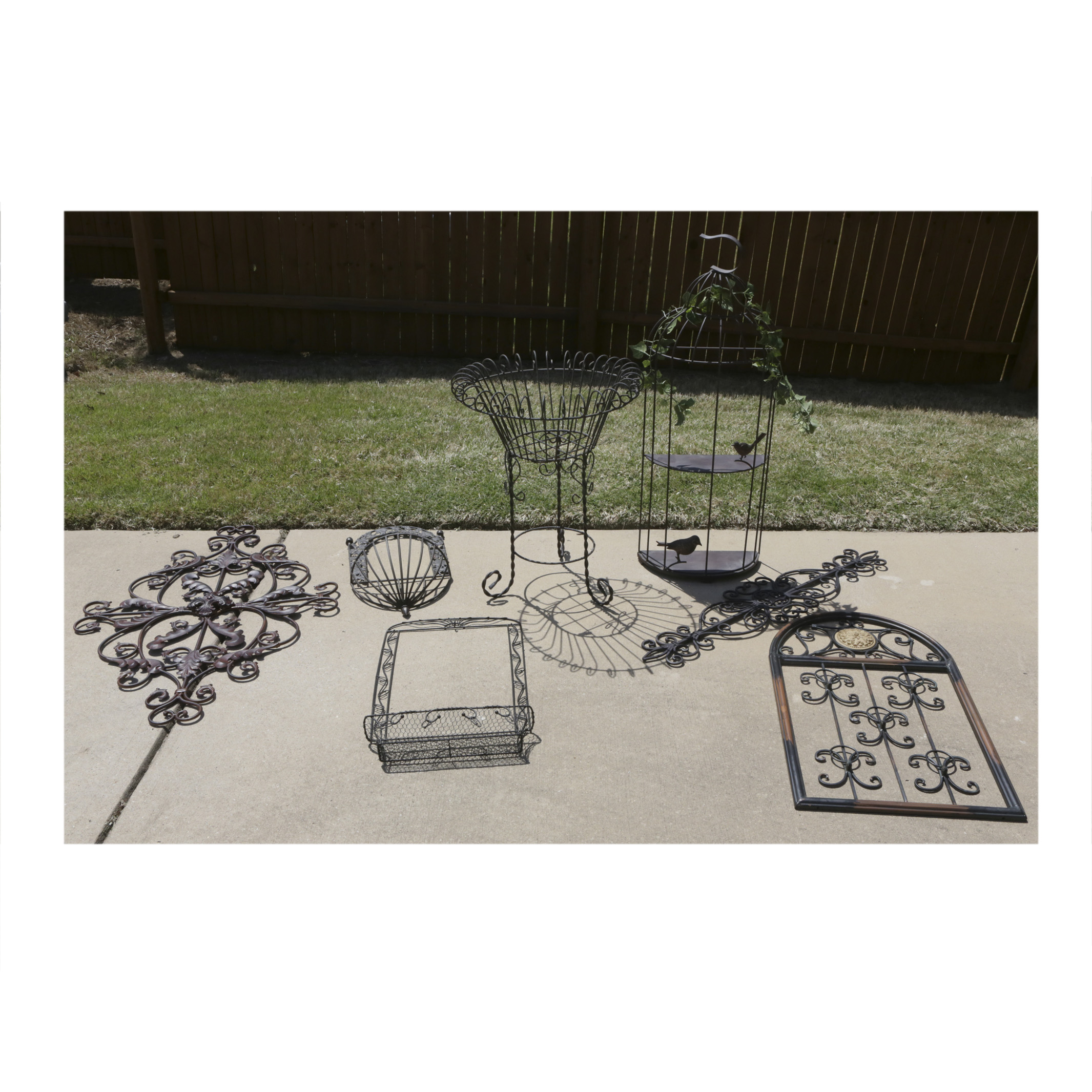 Openwork Metal Garden Decor and Planter Baskets