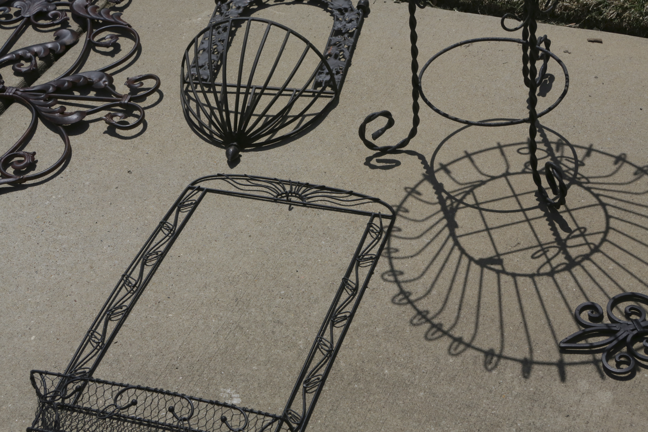 Openwork Metal Garden Decor and Planter Baskets