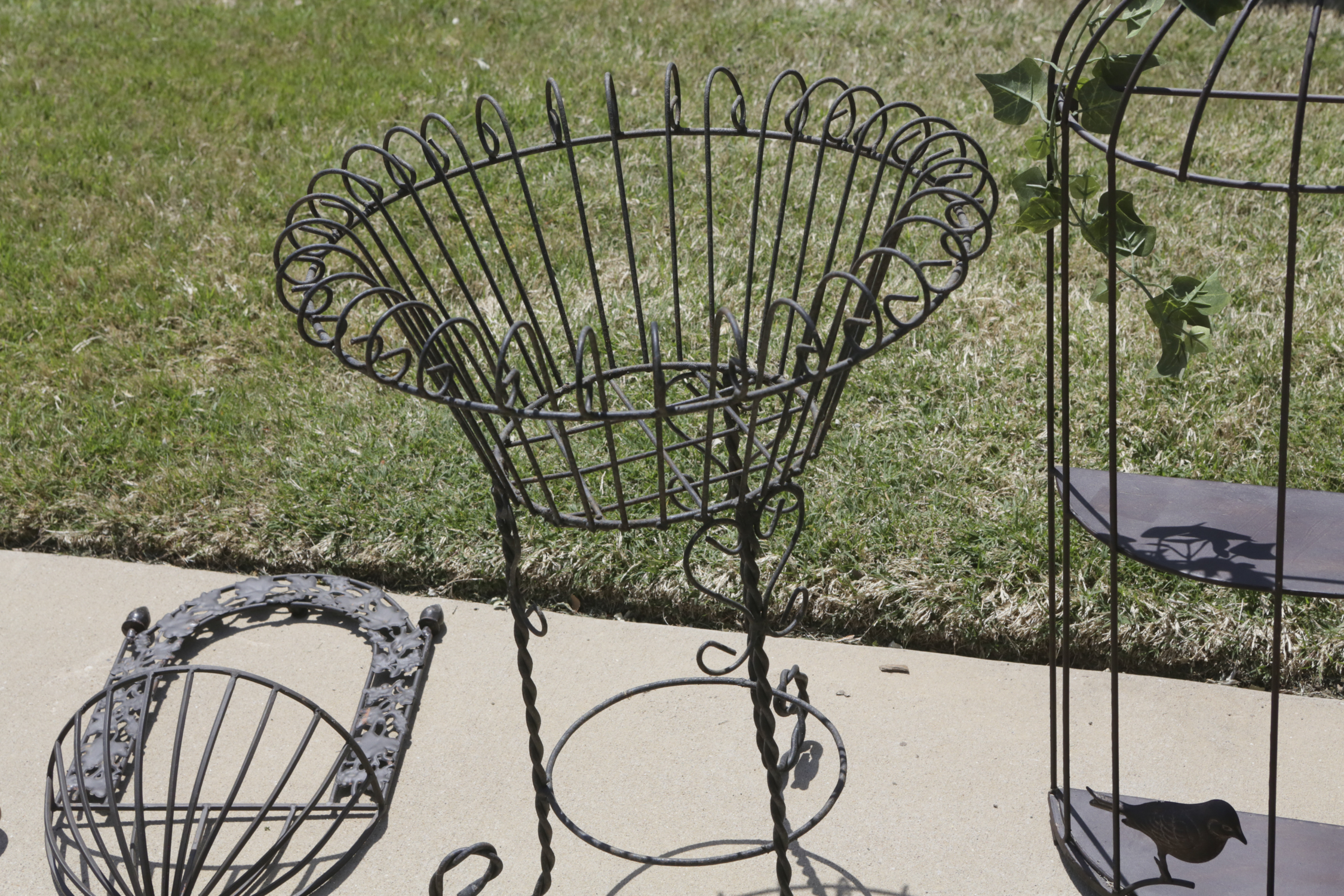 Openwork Metal Garden Decor and Planter Baskets