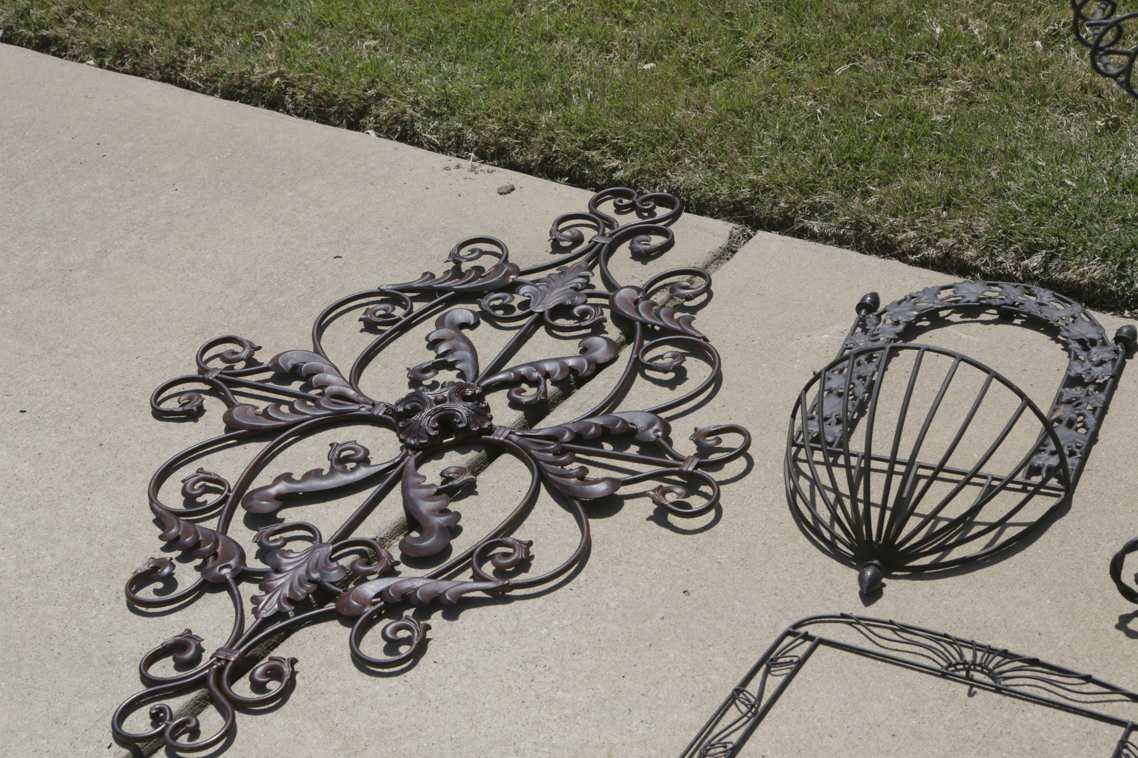 Openwork Metal Garden Decor and Planter Baskets
