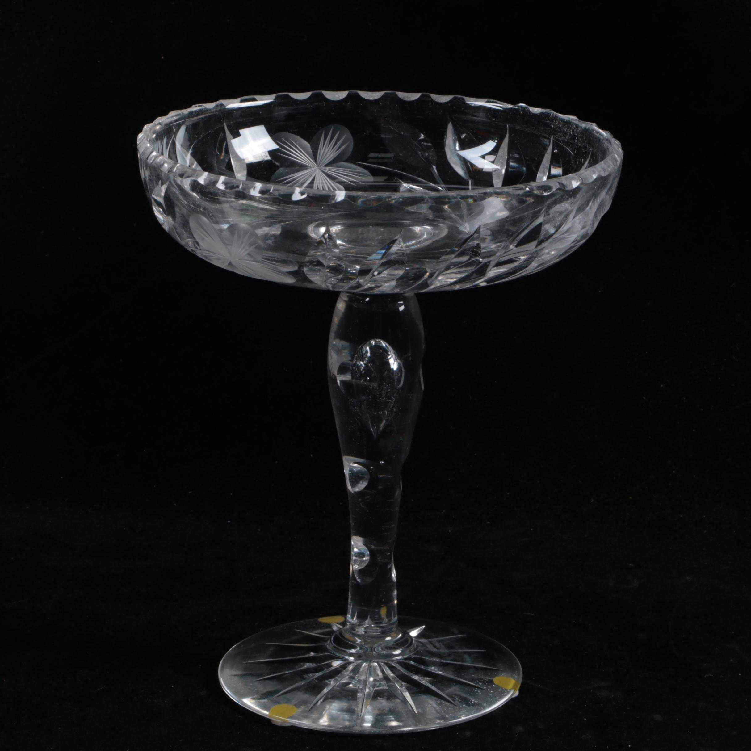 Vintage Czech Cut Crystal Compote