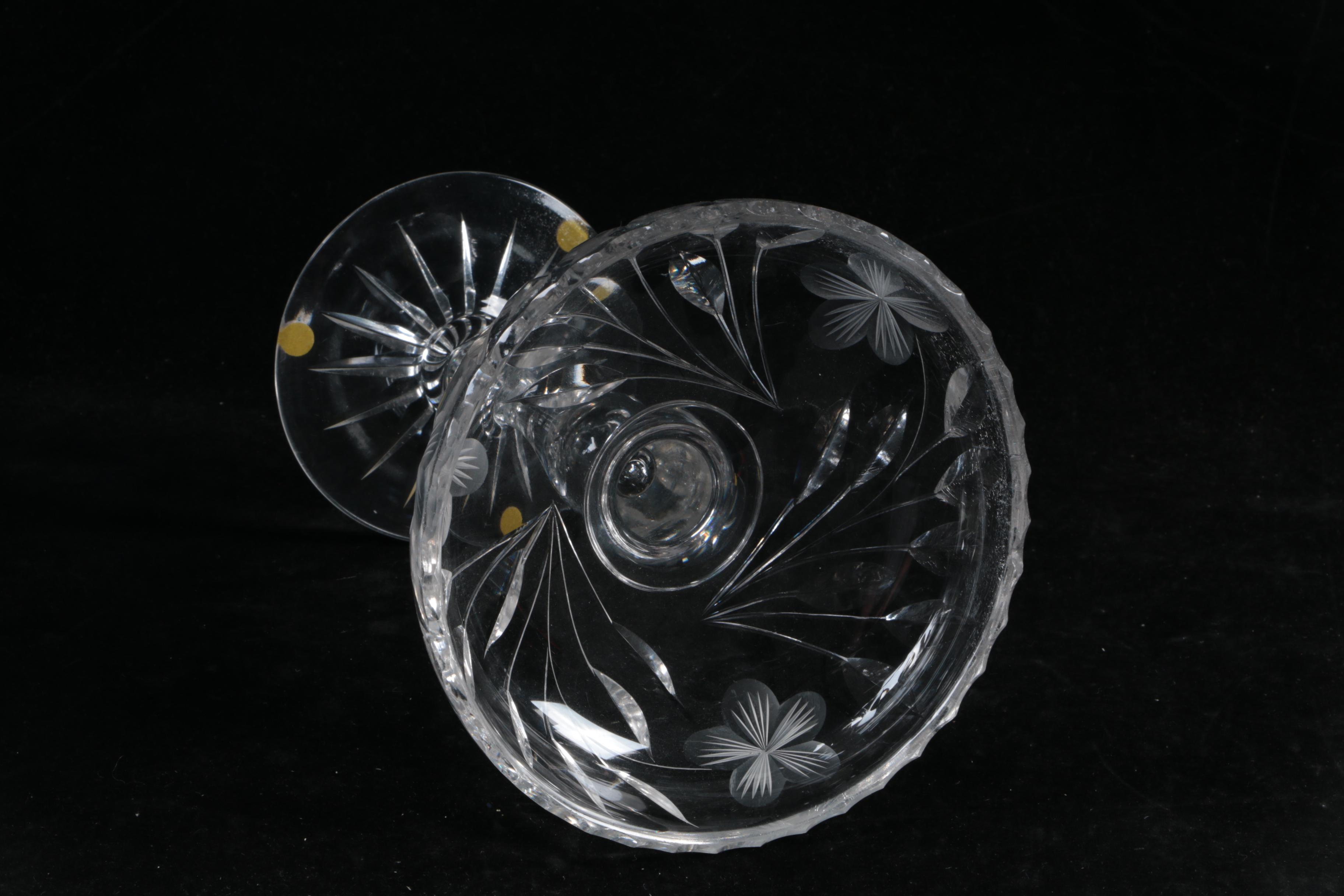 Vintage Czech Cut Crystal Compote