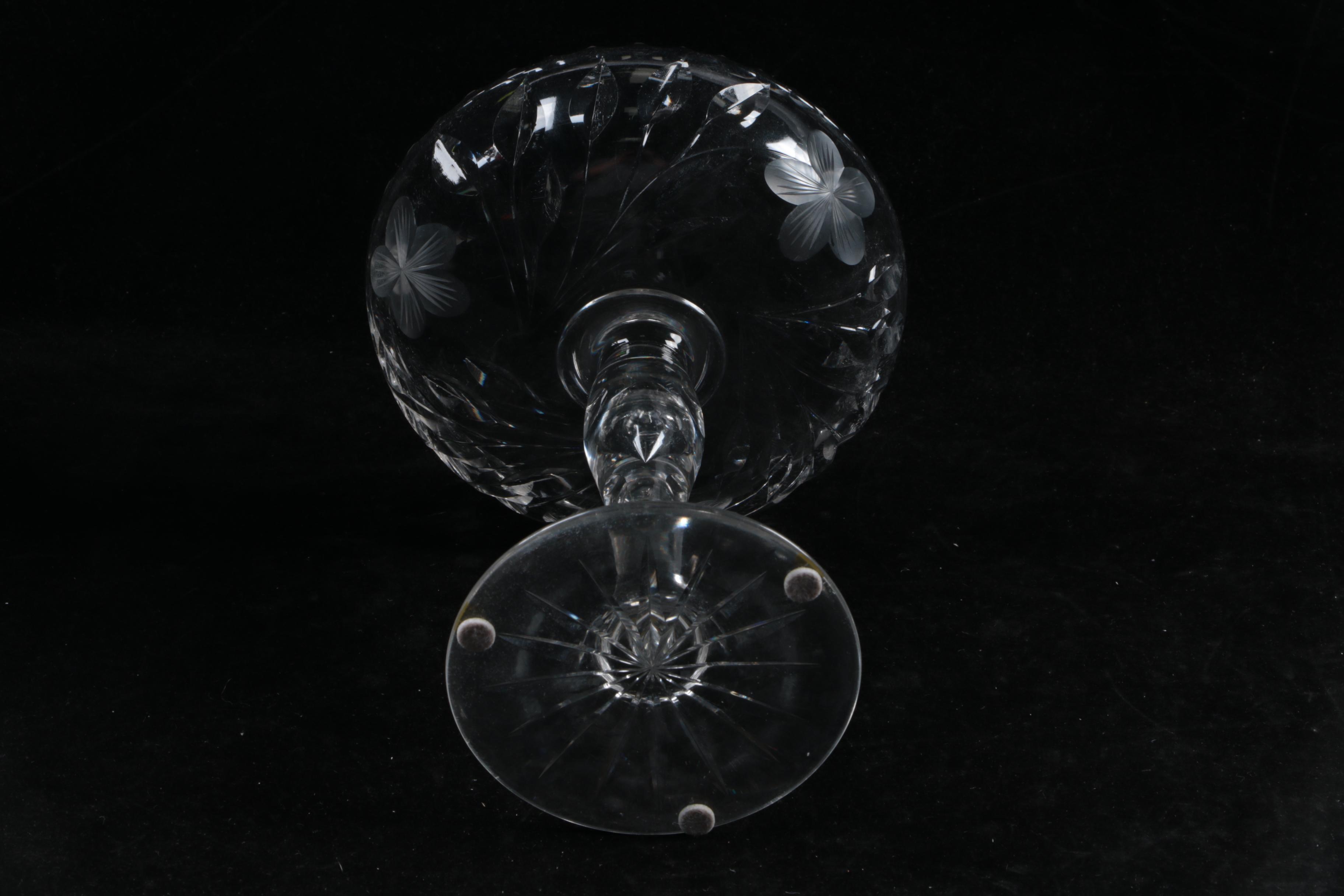 Vintage Czech Cut Crystal Compote