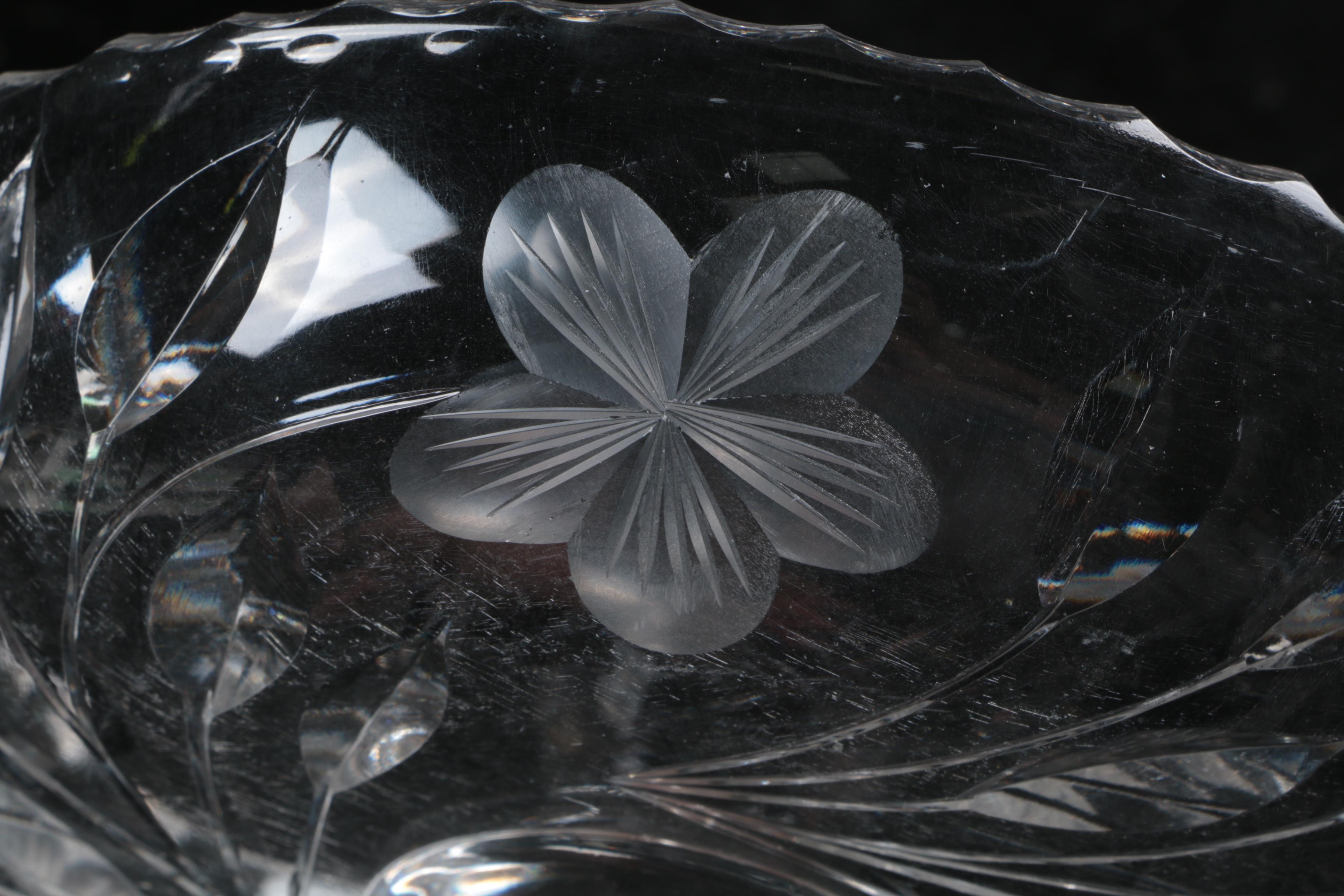 Vintage Czech Cut Crystal Compote