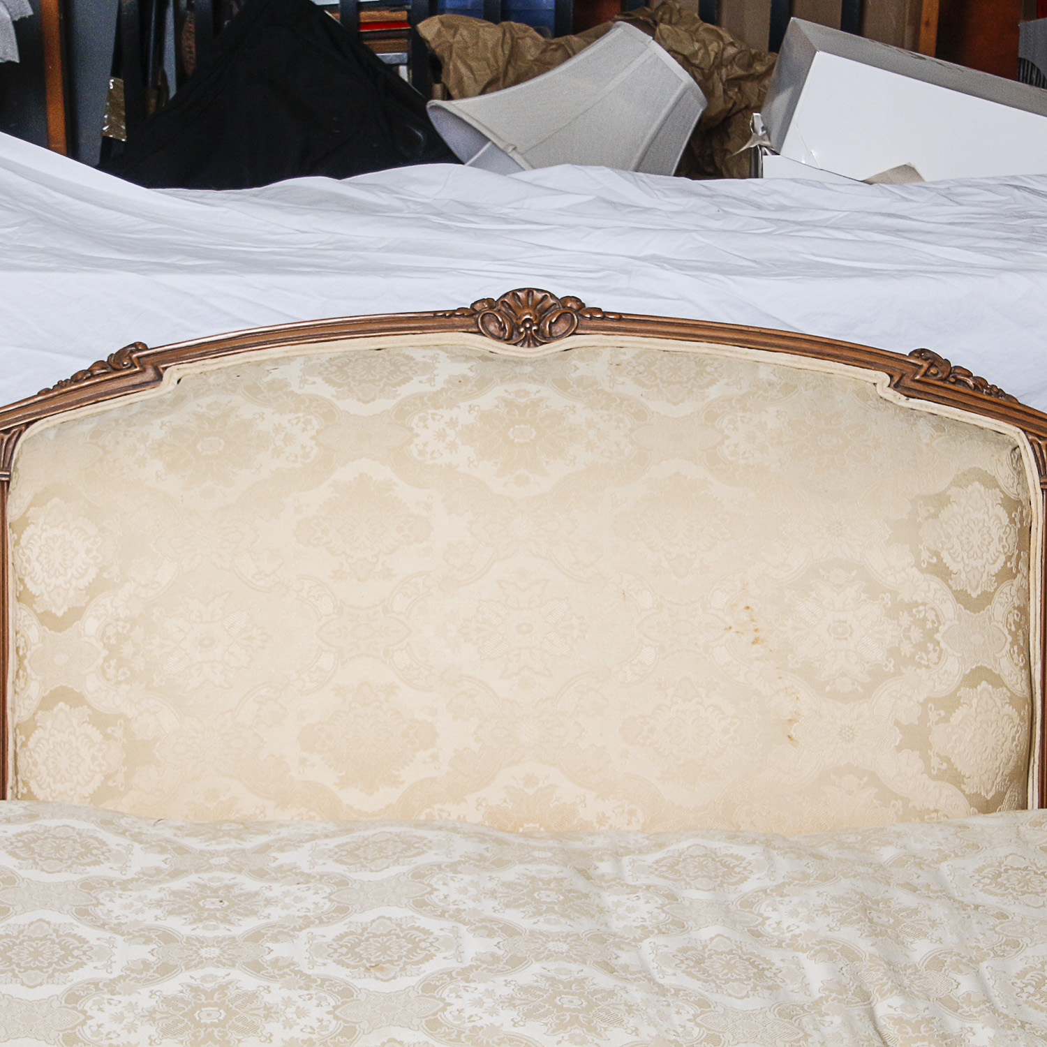 Vintage Louis XV Style Cream Toned Upholstered Sofa