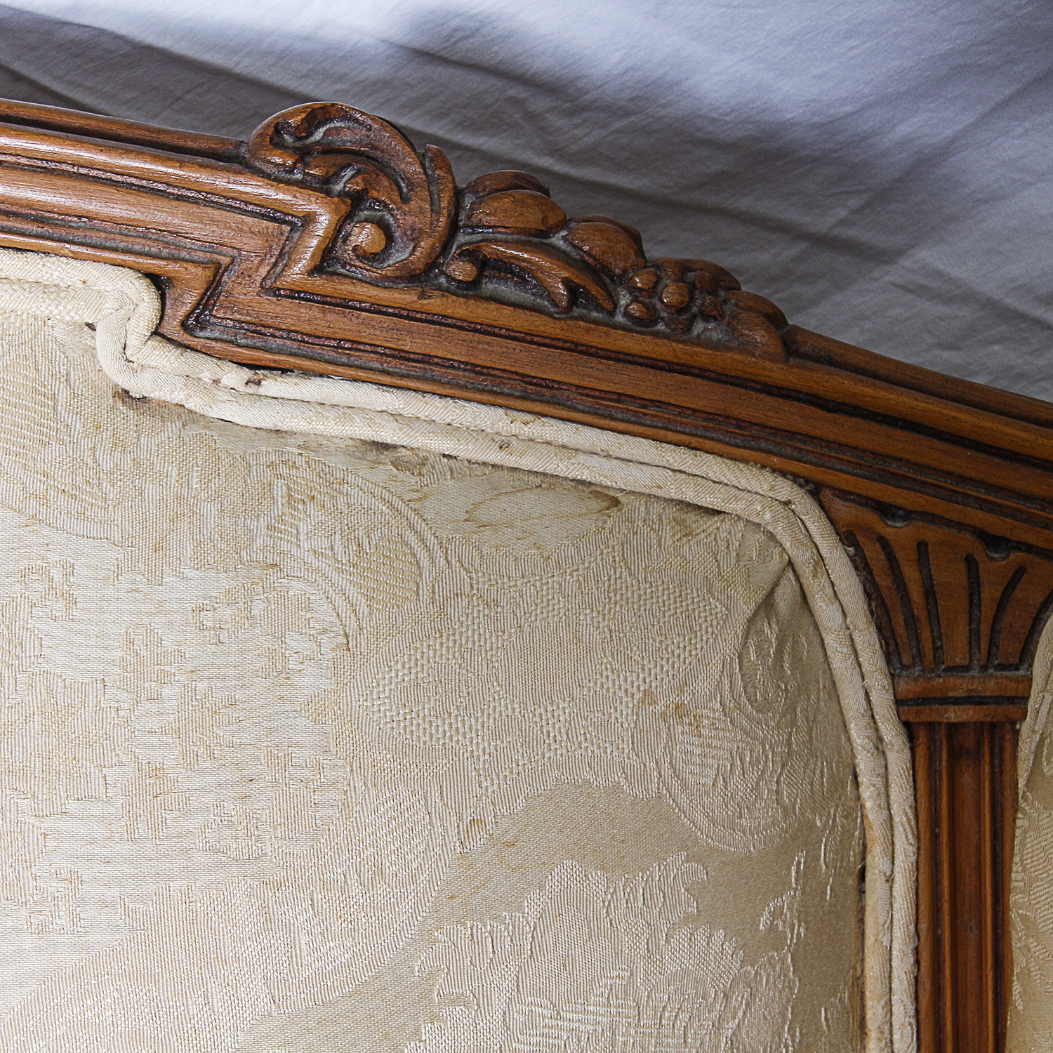 Vintage Louis XV Style Cream Toned Upholstered Sofa