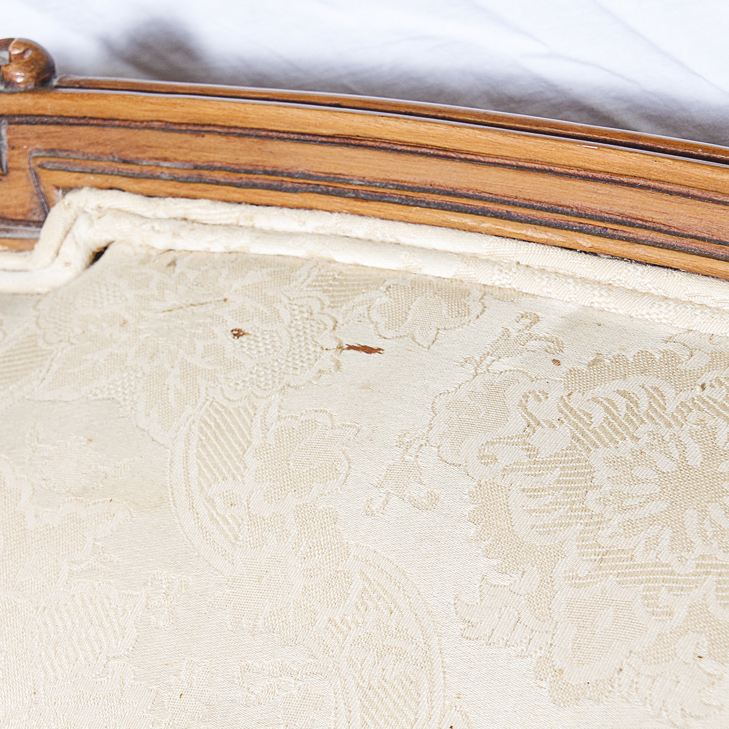 Vintage Louis XV Style Cream Toned Upholstered Sofa