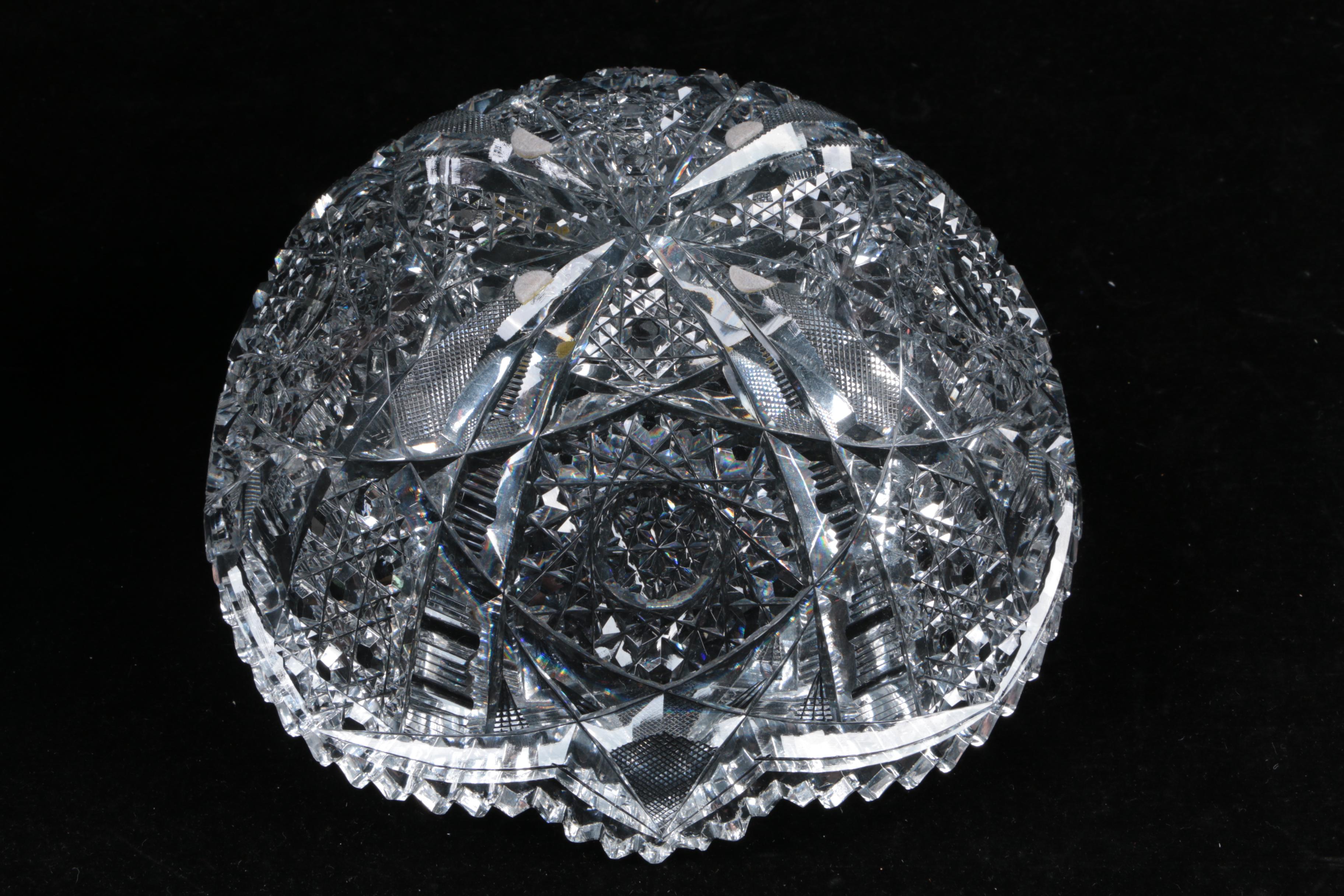 Antique American Brilliant Period Cut Glass Bowl and Compote