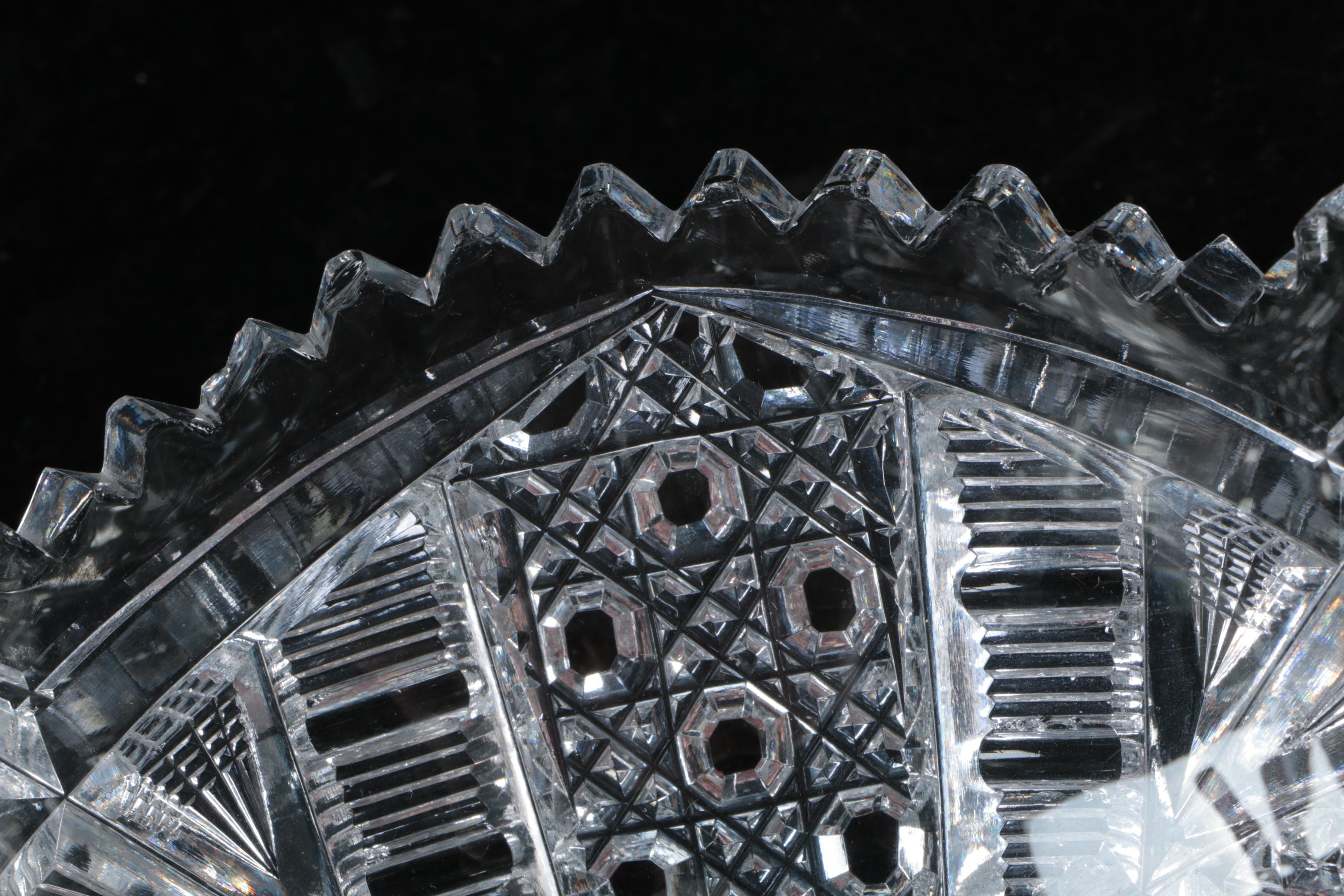 Antique American Brilliant Period Cut Glass Bowl and Compote