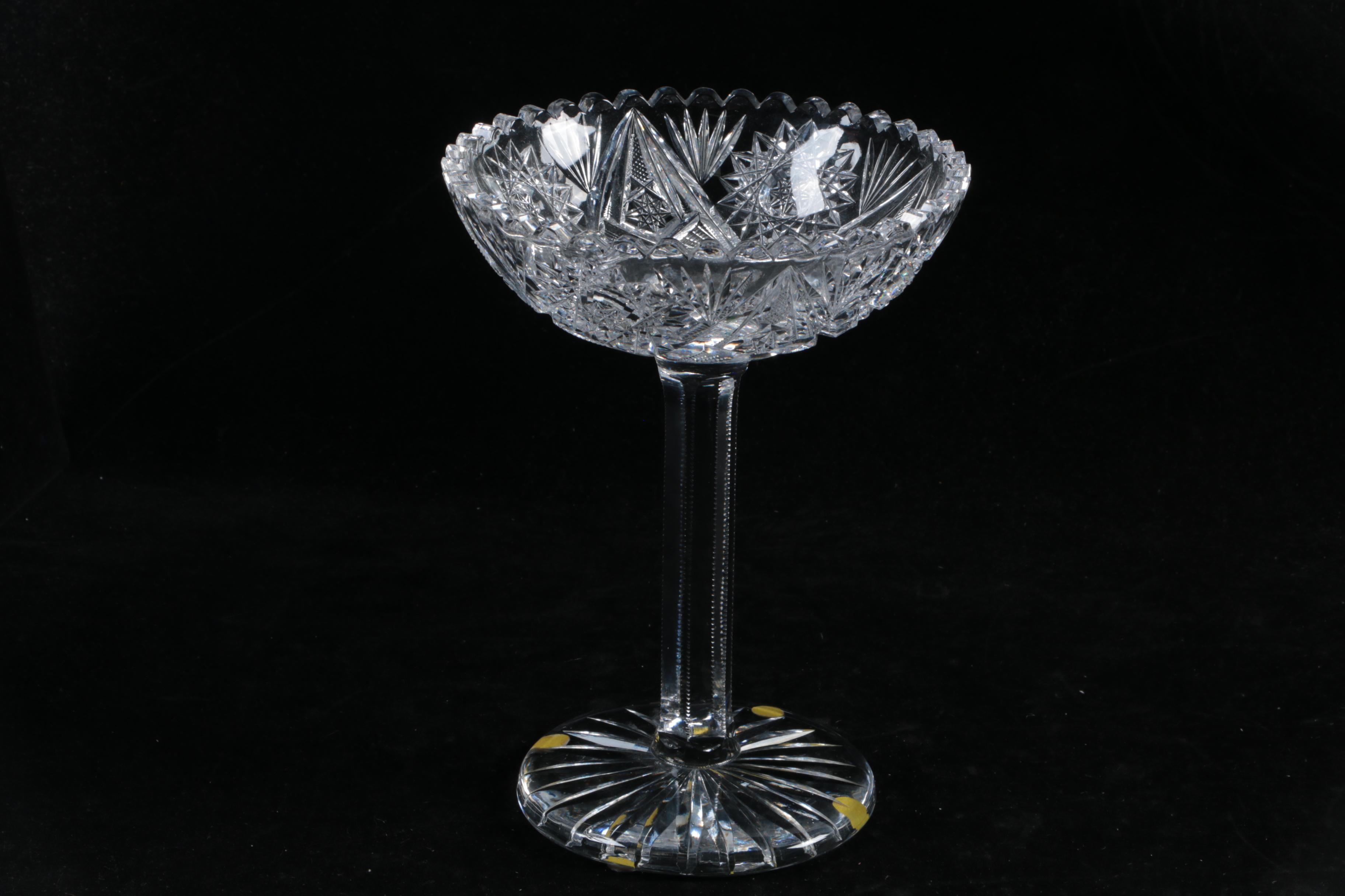Antique American Brilliant Period Cut Glass Bowl and Compote
