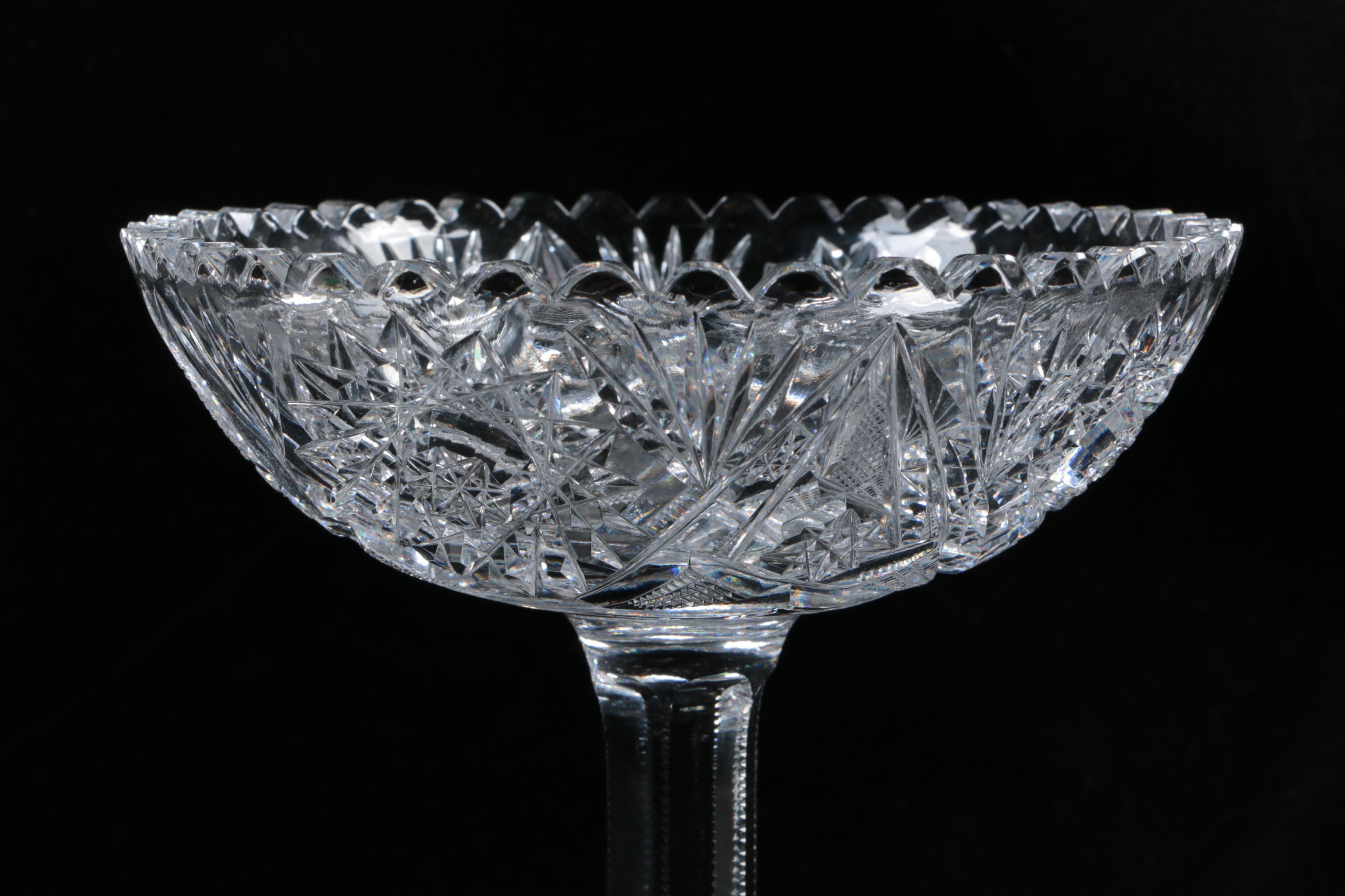 Antique American Brilliant Period Cut Glass Bowl and Compote