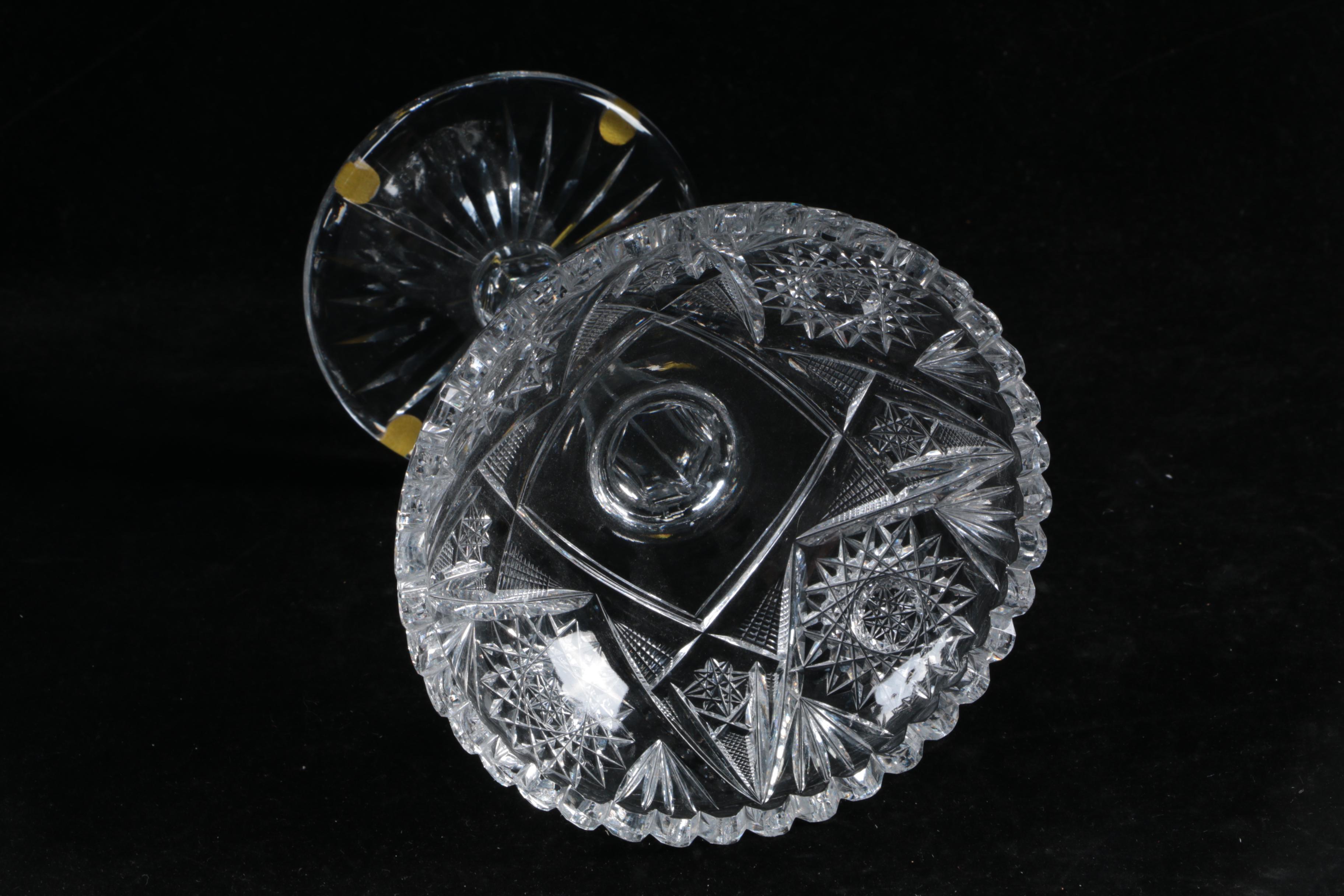 Antique American Brilliant Period Cut Glass Bowl and Compote