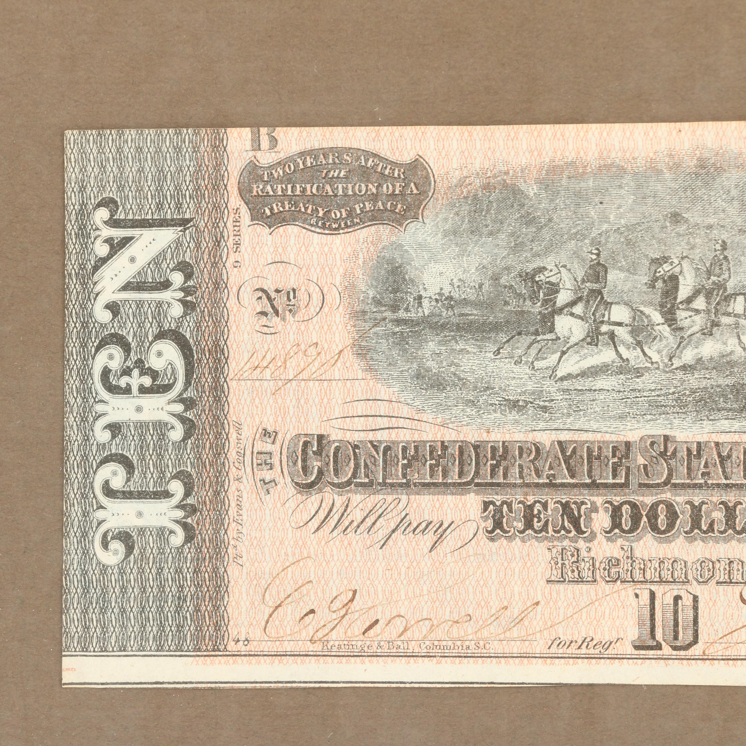 Framed Set of Antique Confederate Currency