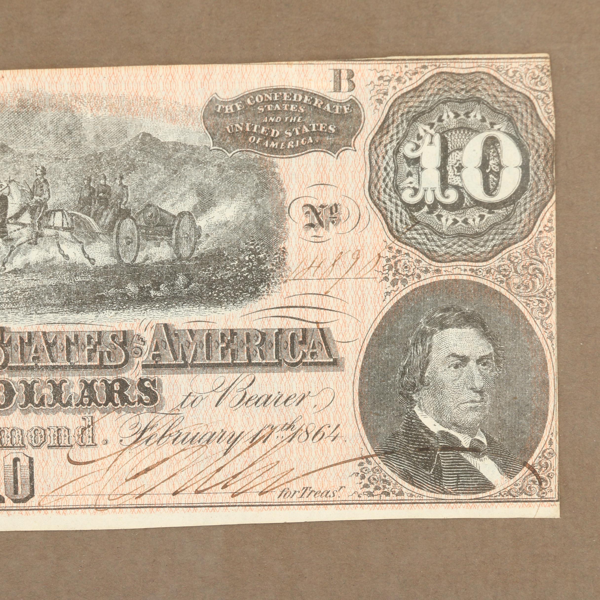 Framed Set of Antique Confederate Currency