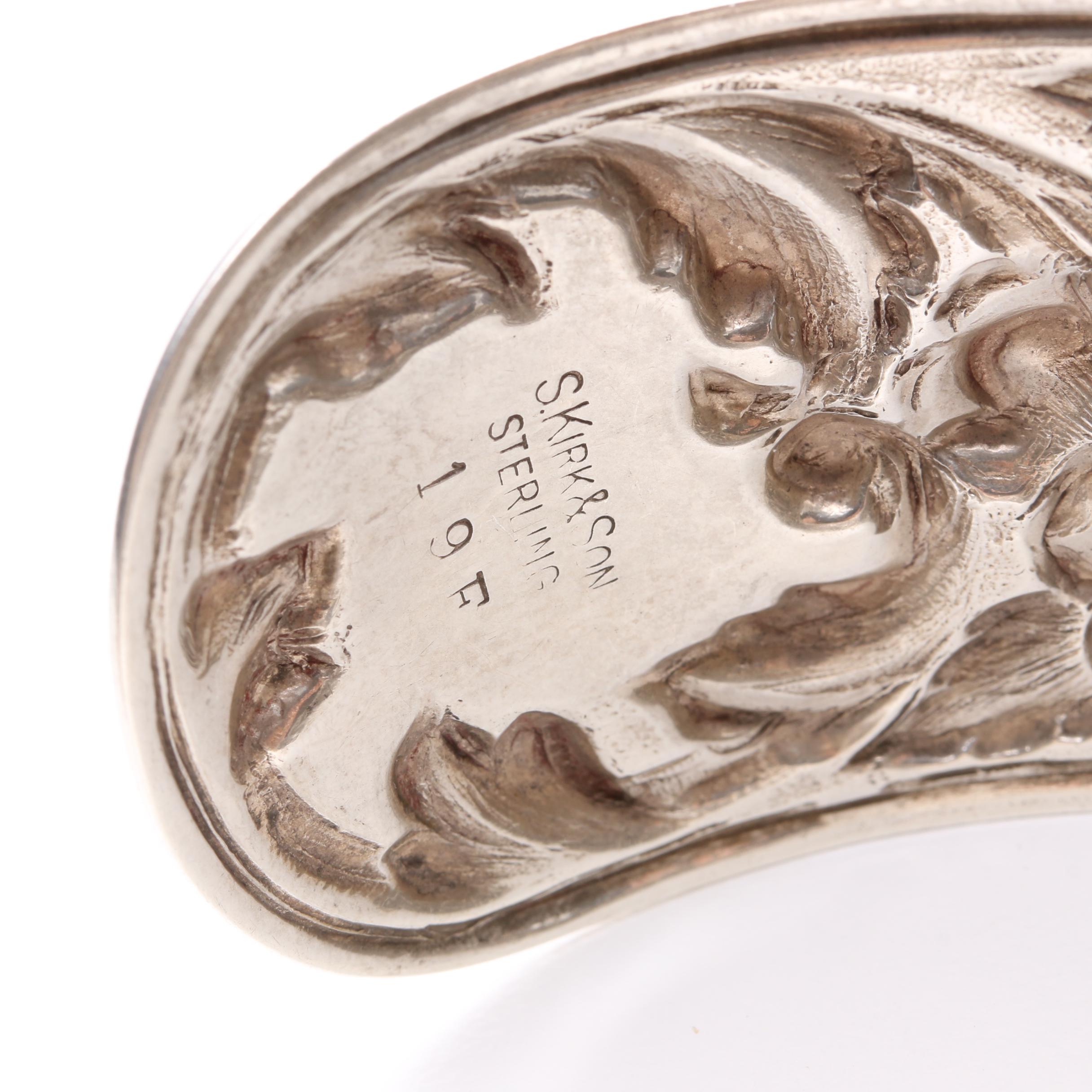 Antique S. Kirk & Son Sterling Silver Floral Repoussé Cuff Bracelet