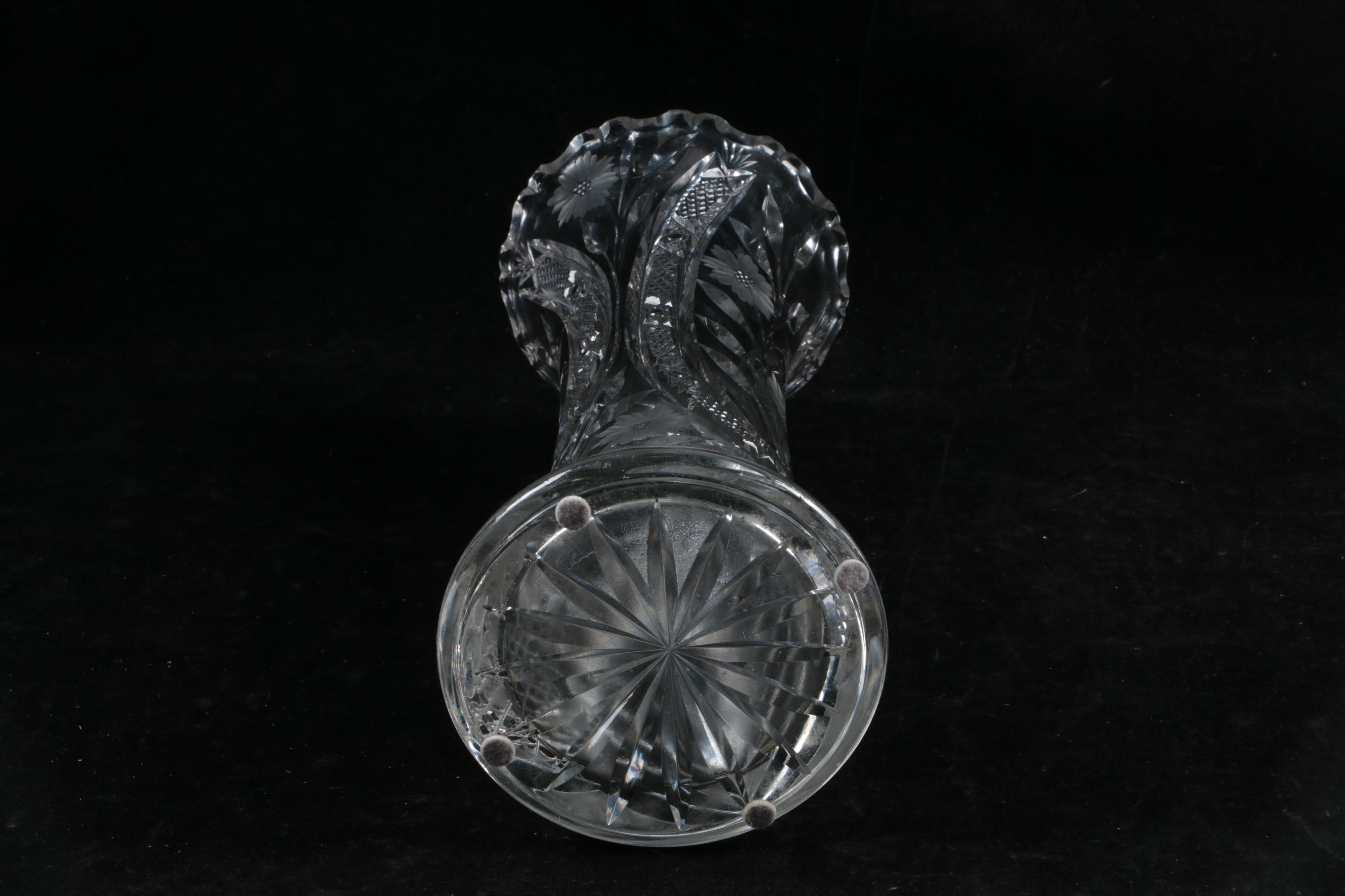 American Brilliant Style Cut Glass Vases