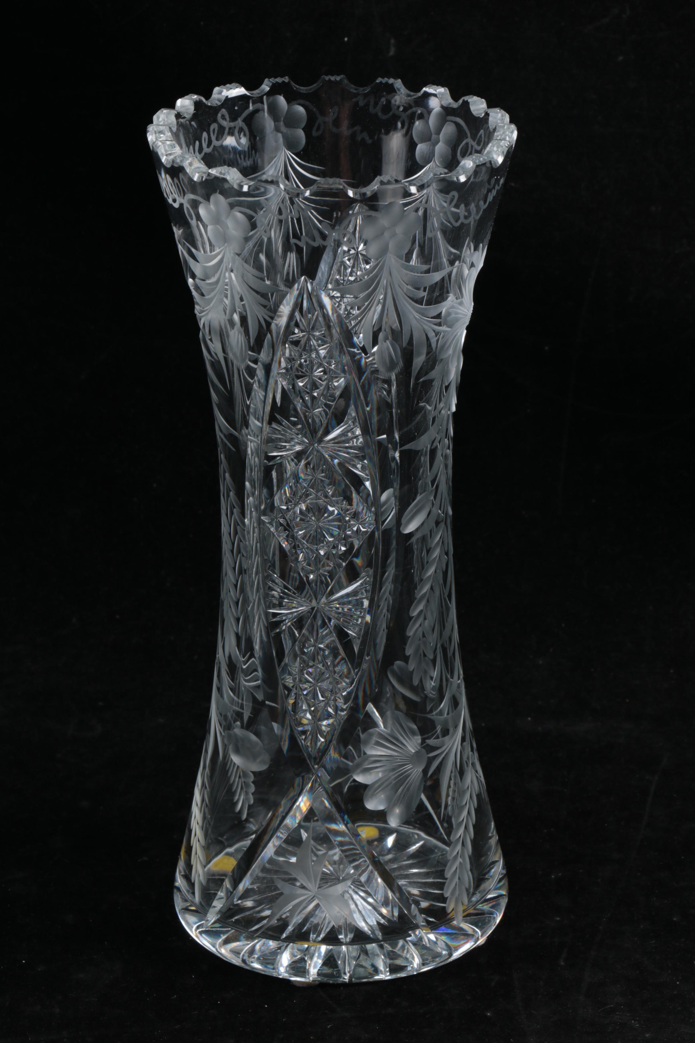 American Brilliant Style Cut Glass Vases