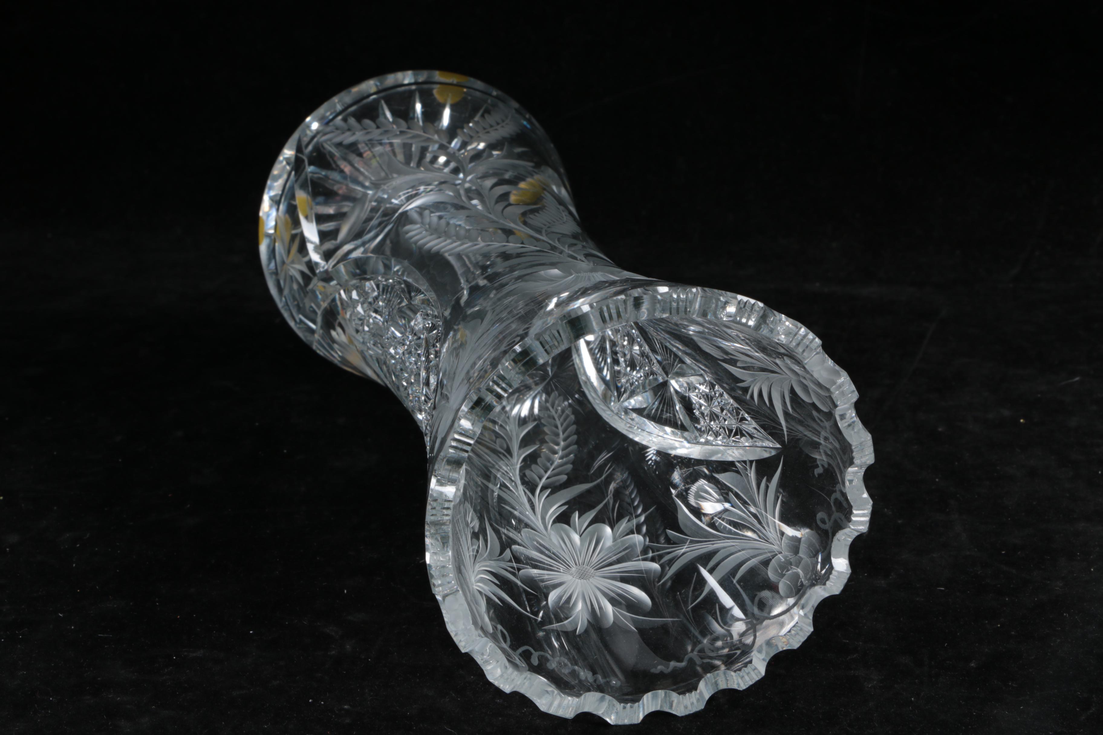 American Brilliant Style Cut Glass Vases