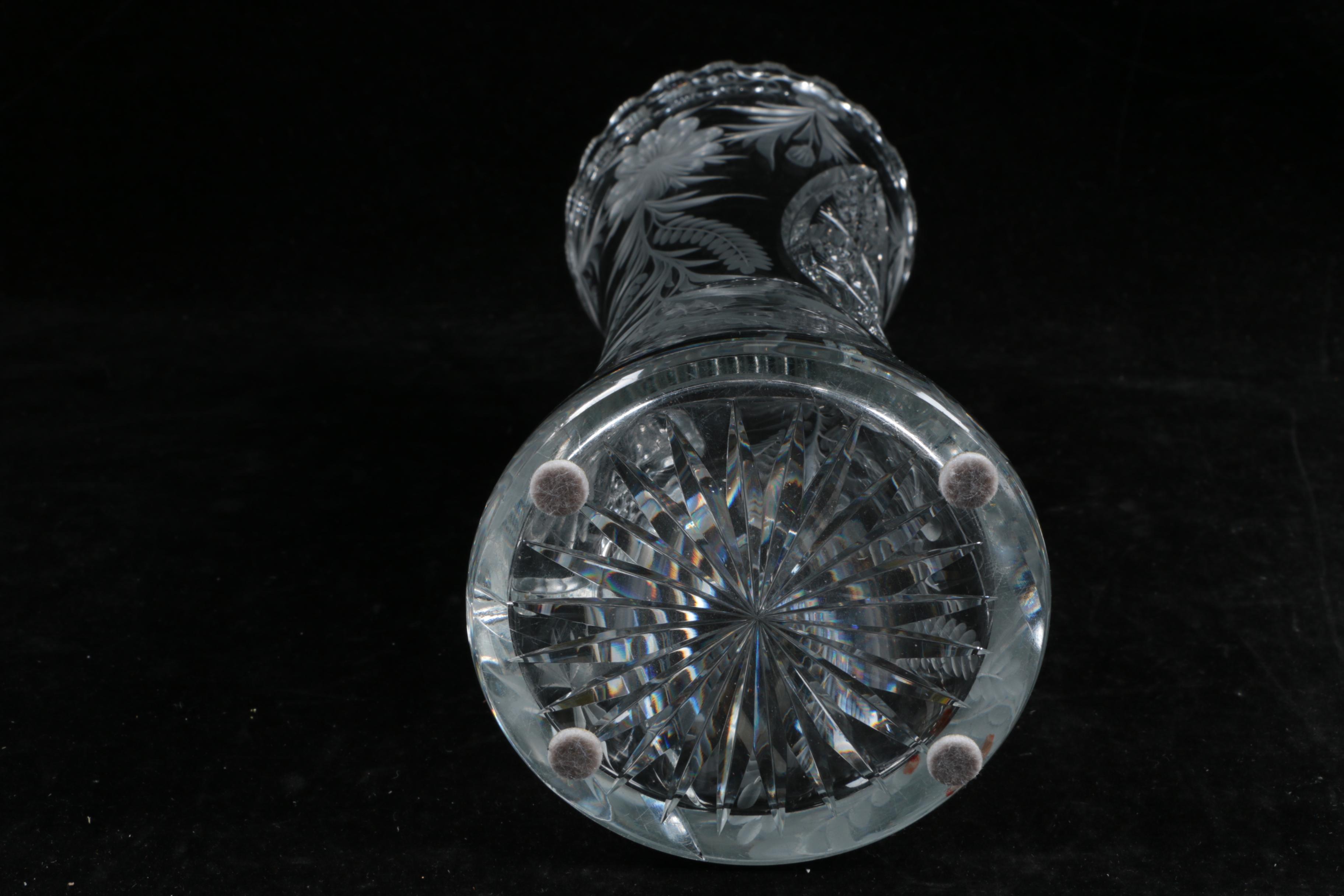 American Brilliant Style Cut Glass Vases