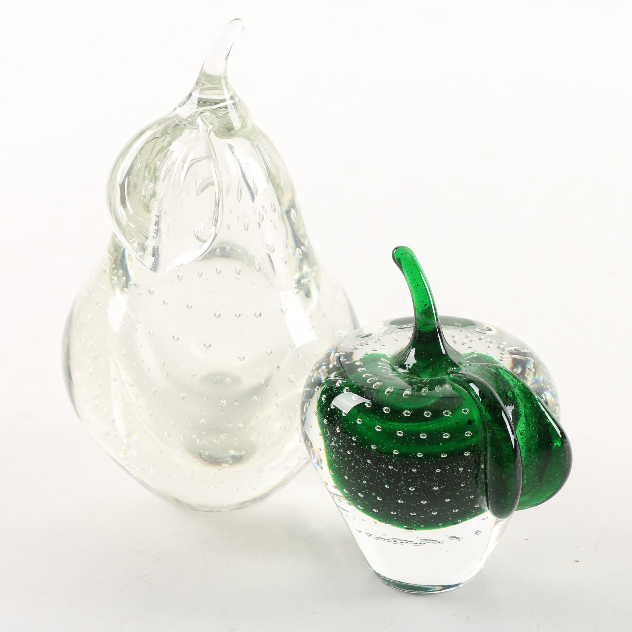 Bullicante Style Fruit Motif Art Glass Paperweights