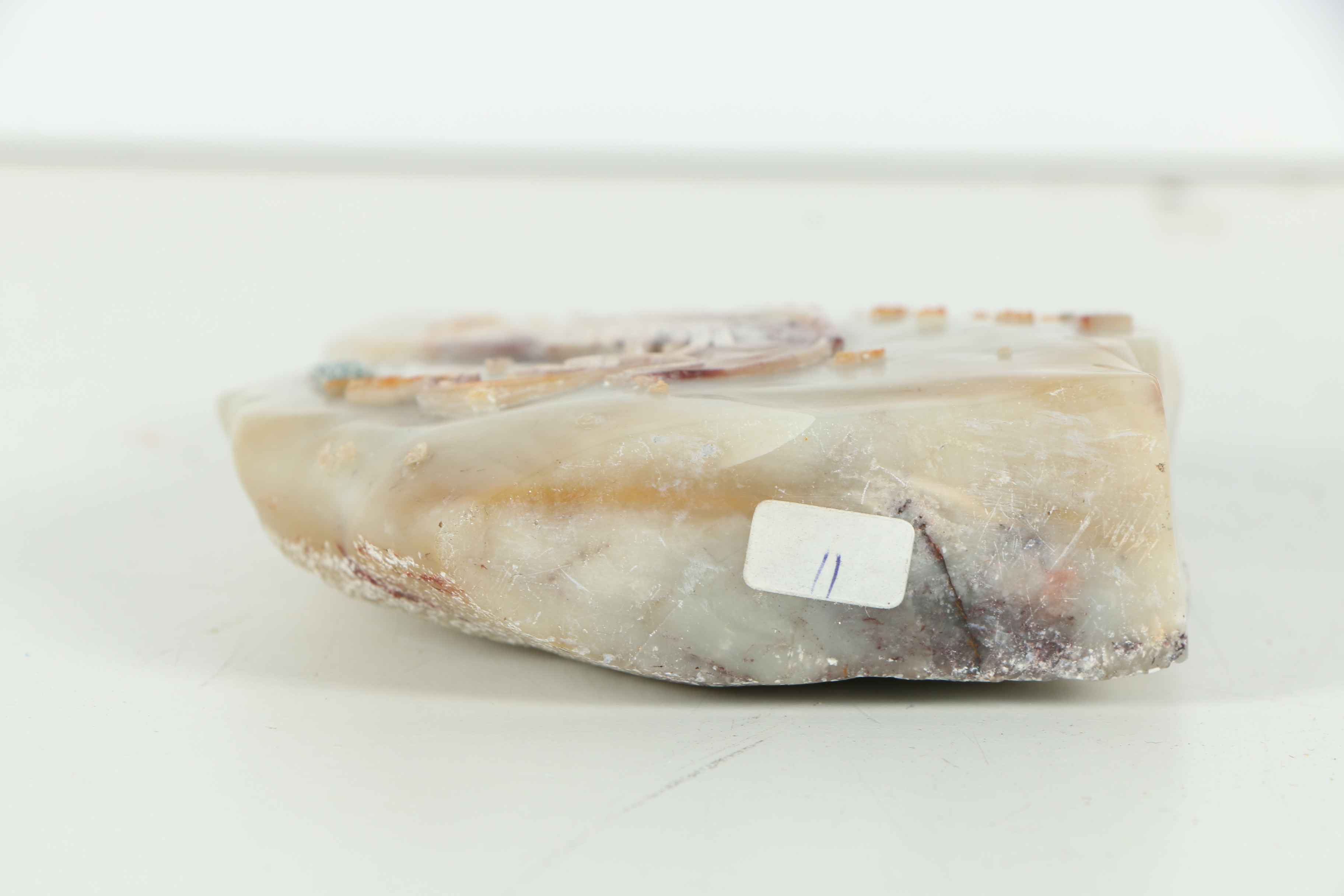 Hand Carved East Asian Inspired Stone Bas-Relief Sculpture