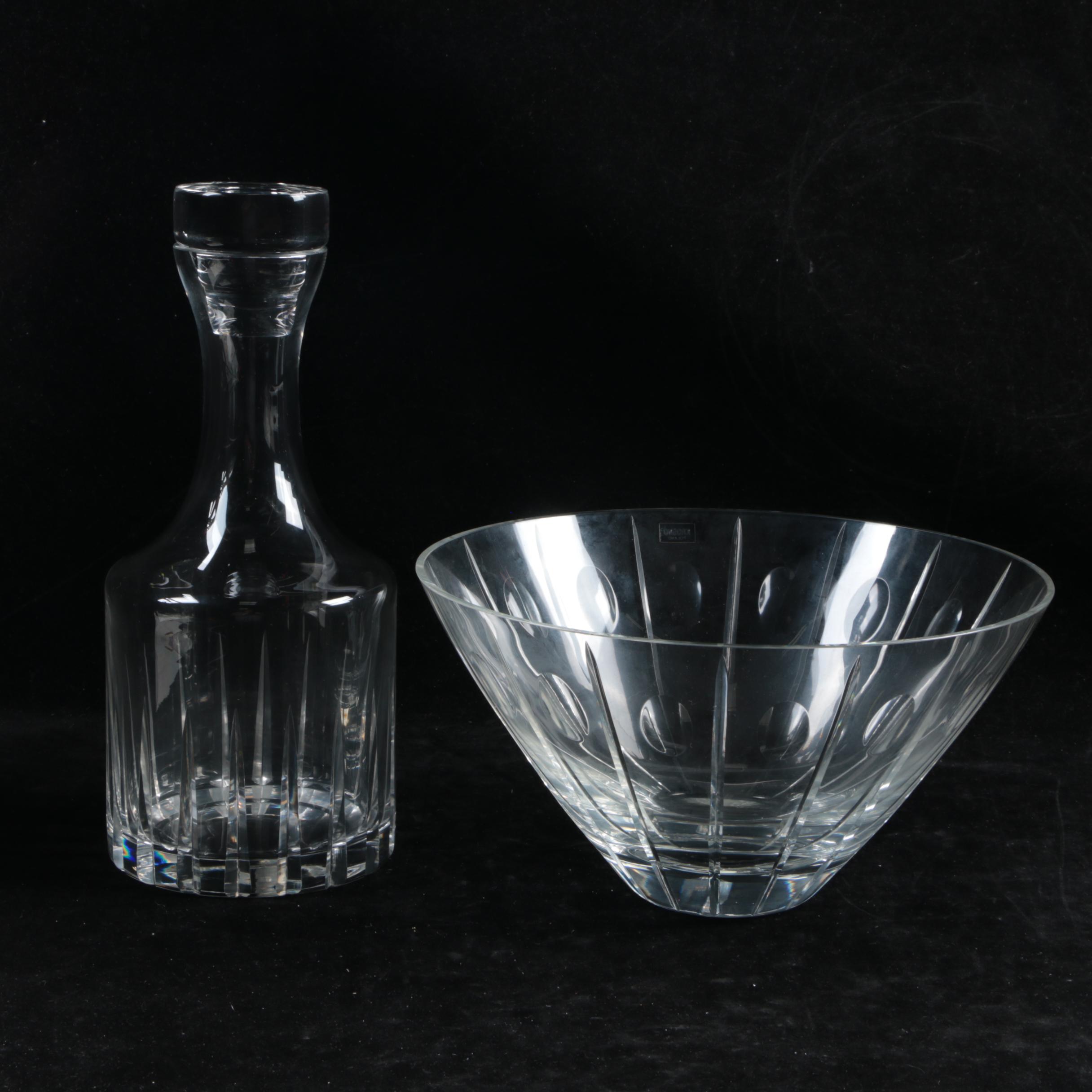 Vintage Rosenthal "Wedge Cut" Crystal Decanter with Krosno Bowl