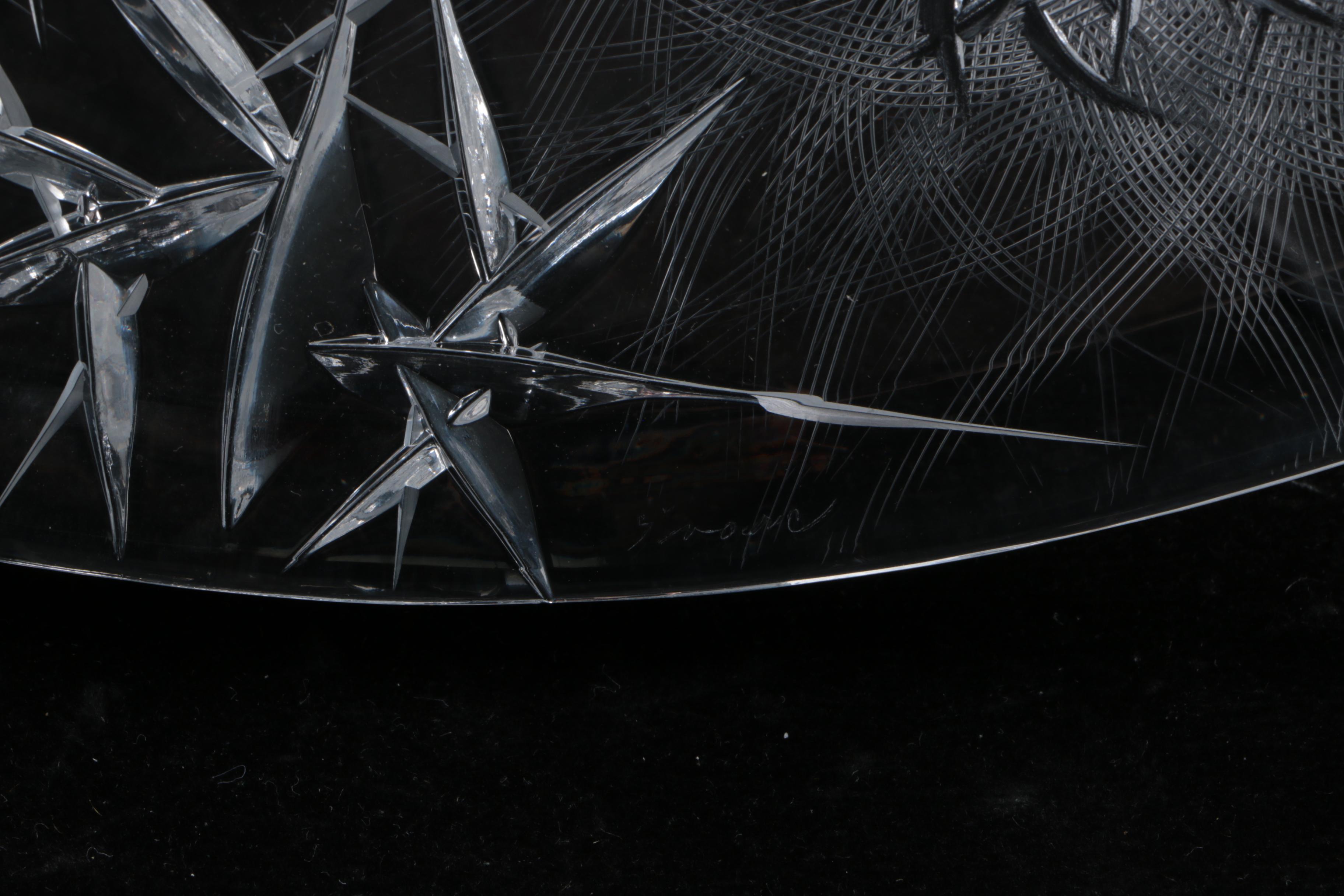 Josef Svarc Czechoslovakian Signed Crystal Thistle Plate