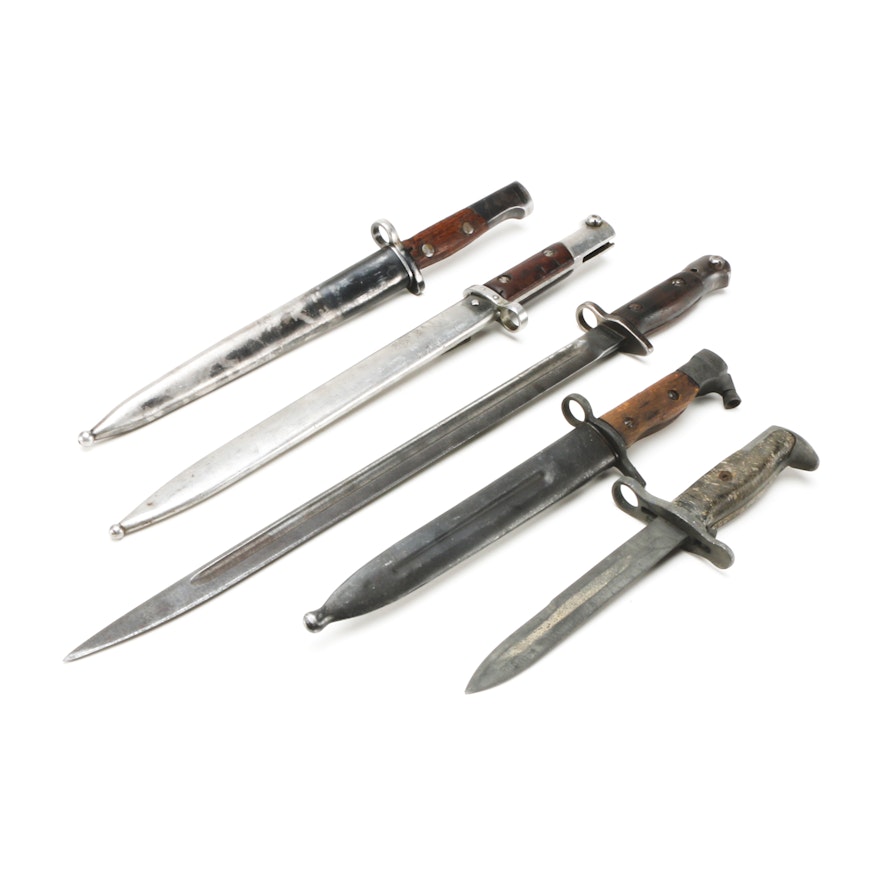 Five Assorted Vintage Bayonets