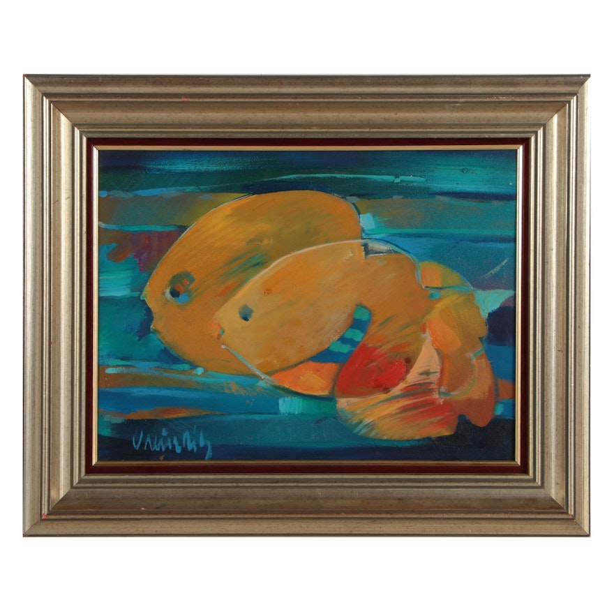 Twentieth Century Oil Painting of Fish