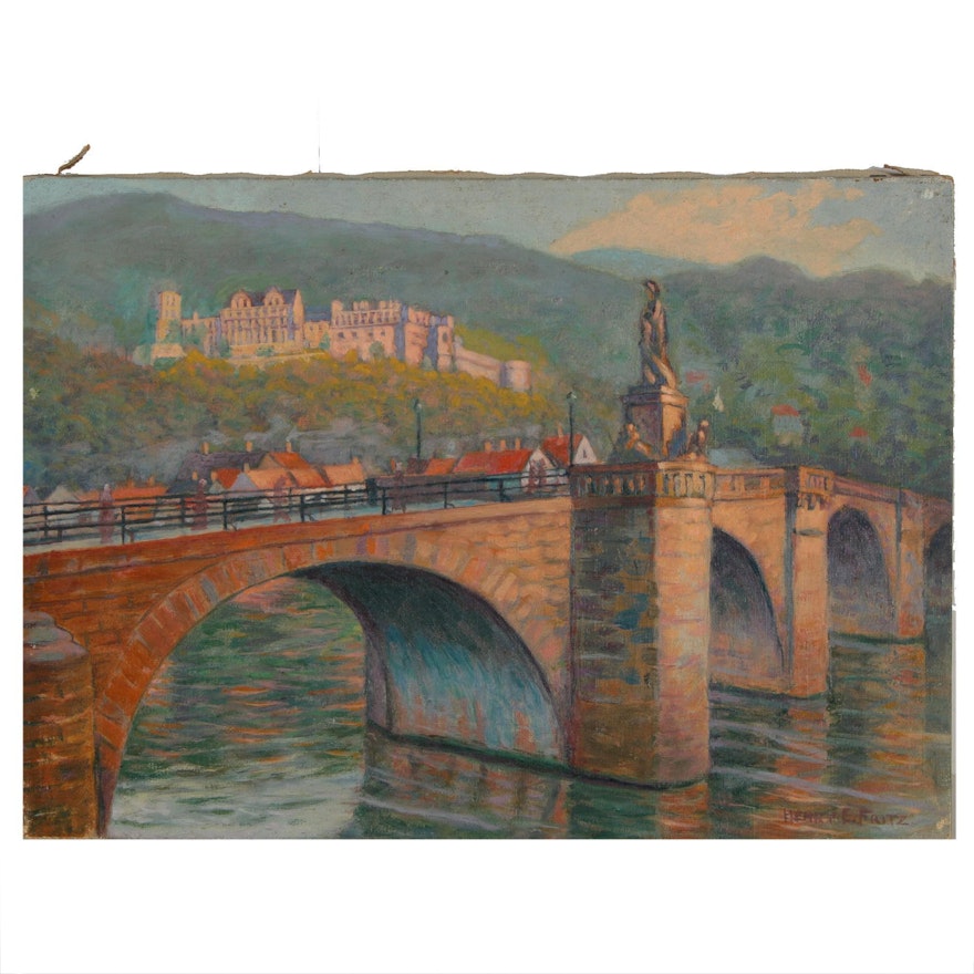 Henry E. Fritz Oil Painting "Heidelberg Castle"