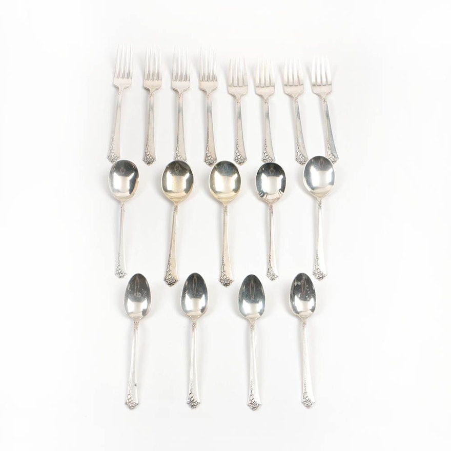 Heirloom Sterling Silver "Damask Rose" Spoons and Forks