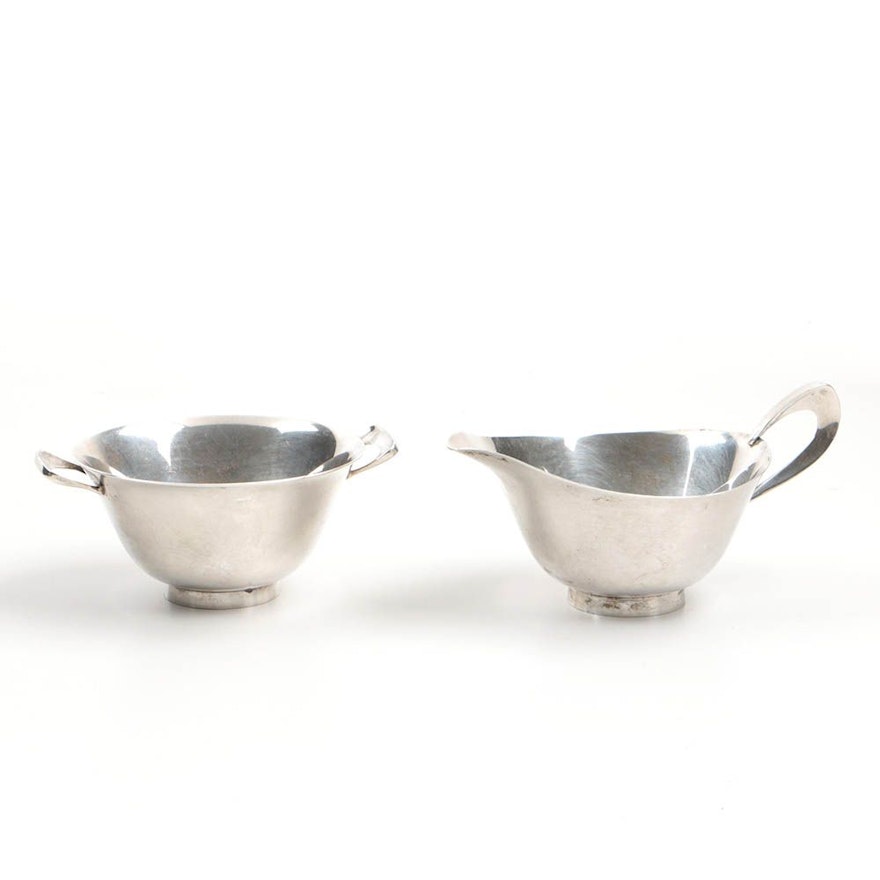 Reed & Barton Mid Century Modern"Contemporary" Sterling Silver Sugar and Creamer