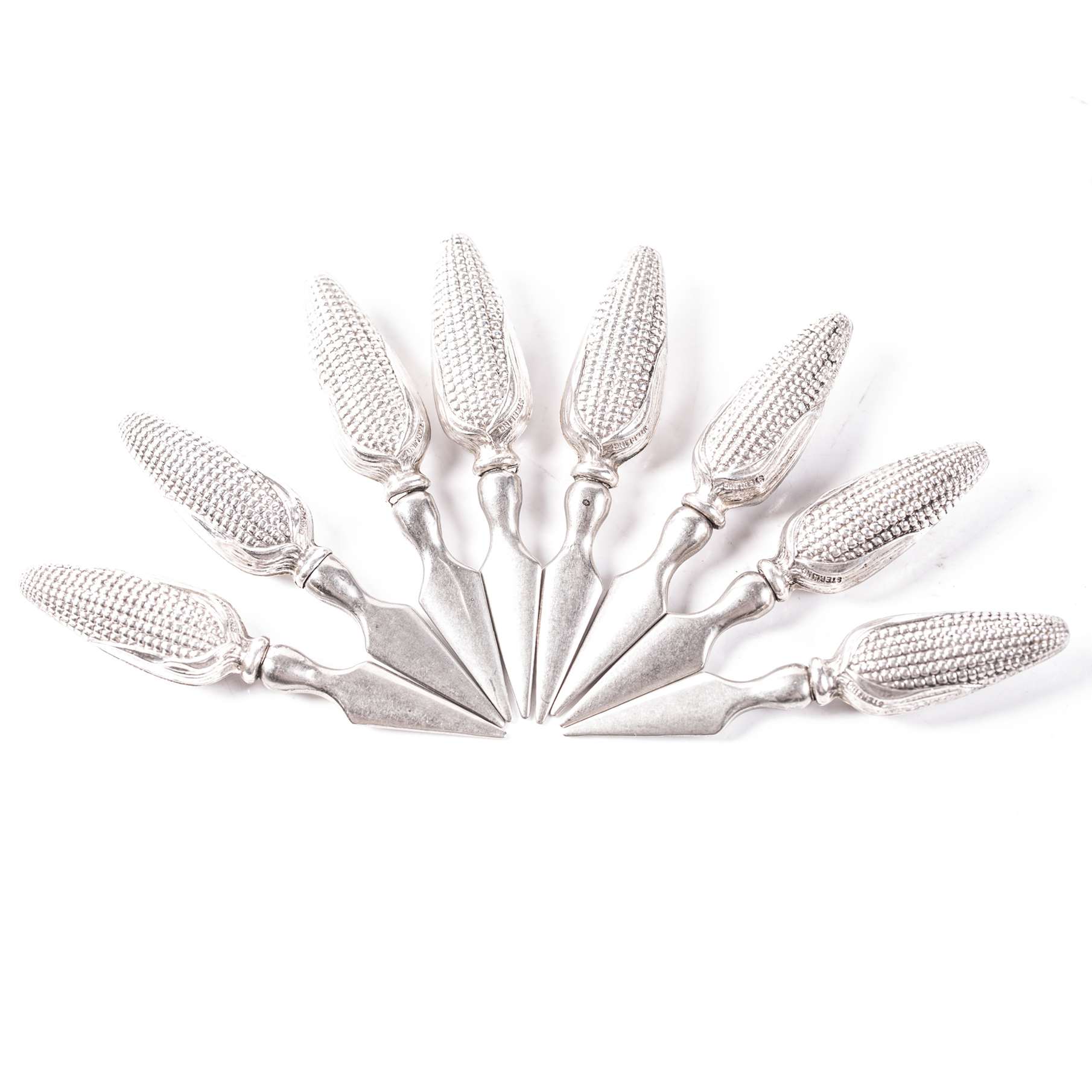 Sterling Silver Corn Cob Holder Sets