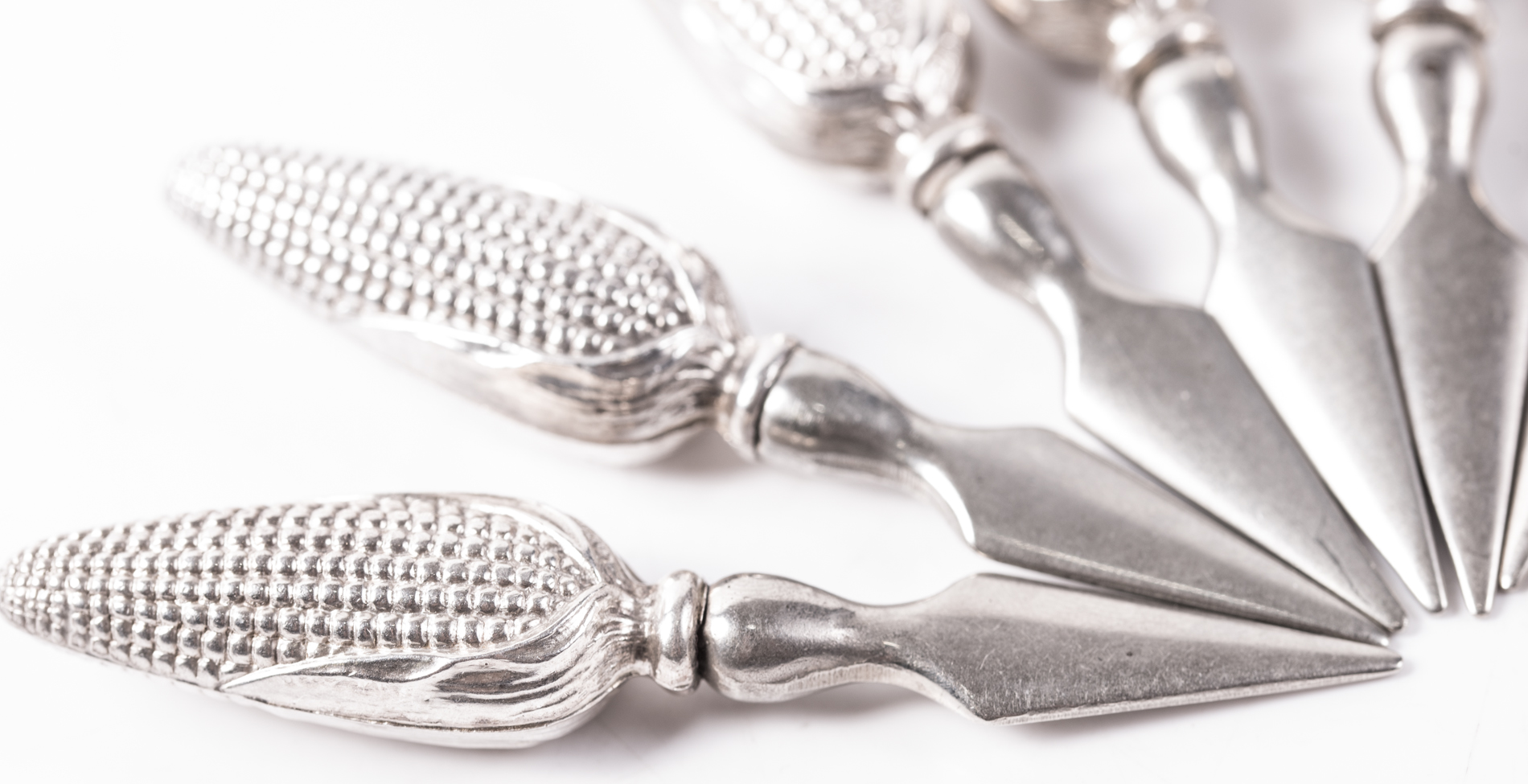 Sterling Silver Corn Cob Holder Sets