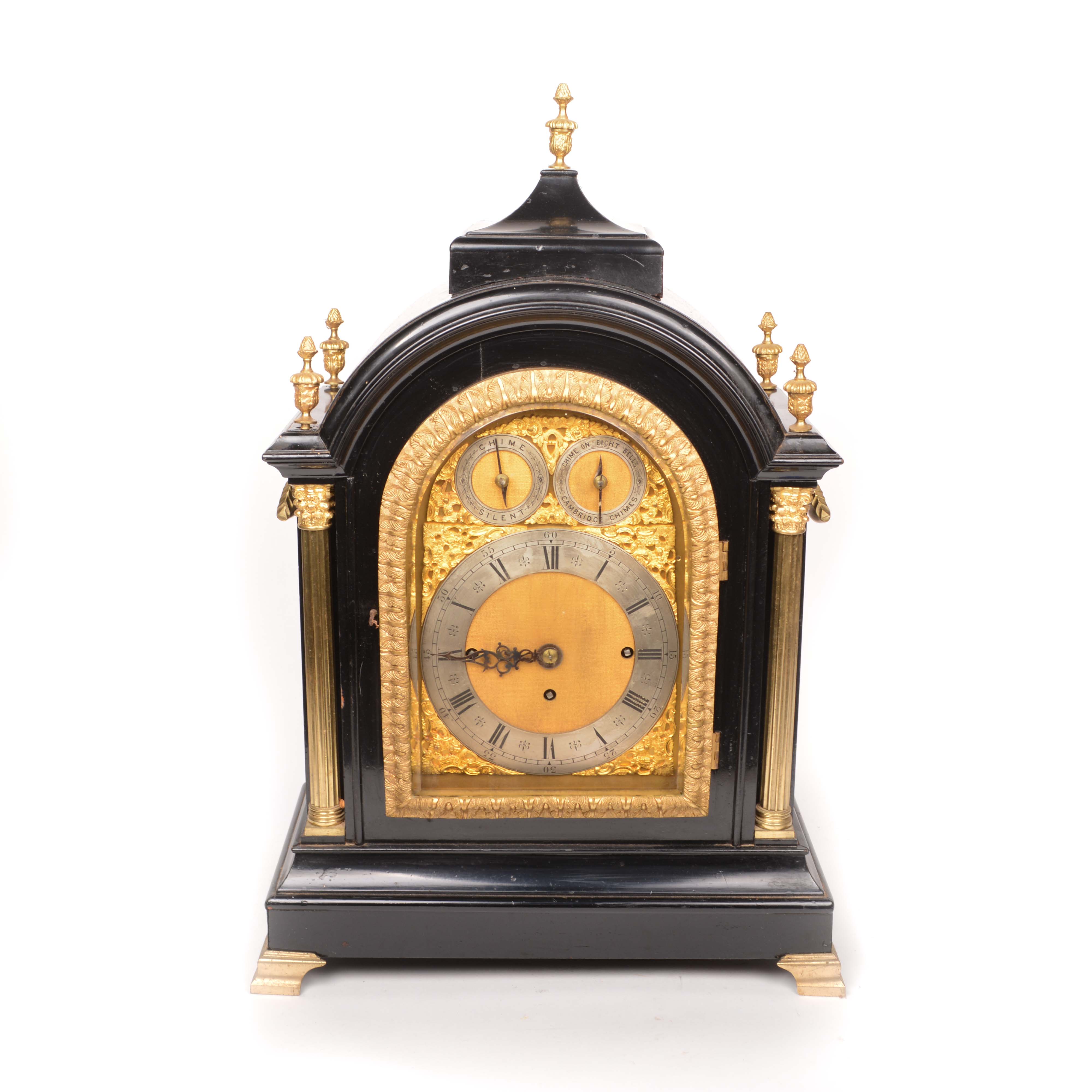 Late 19th Century Ebonized Triple Fusee Bracket Clock