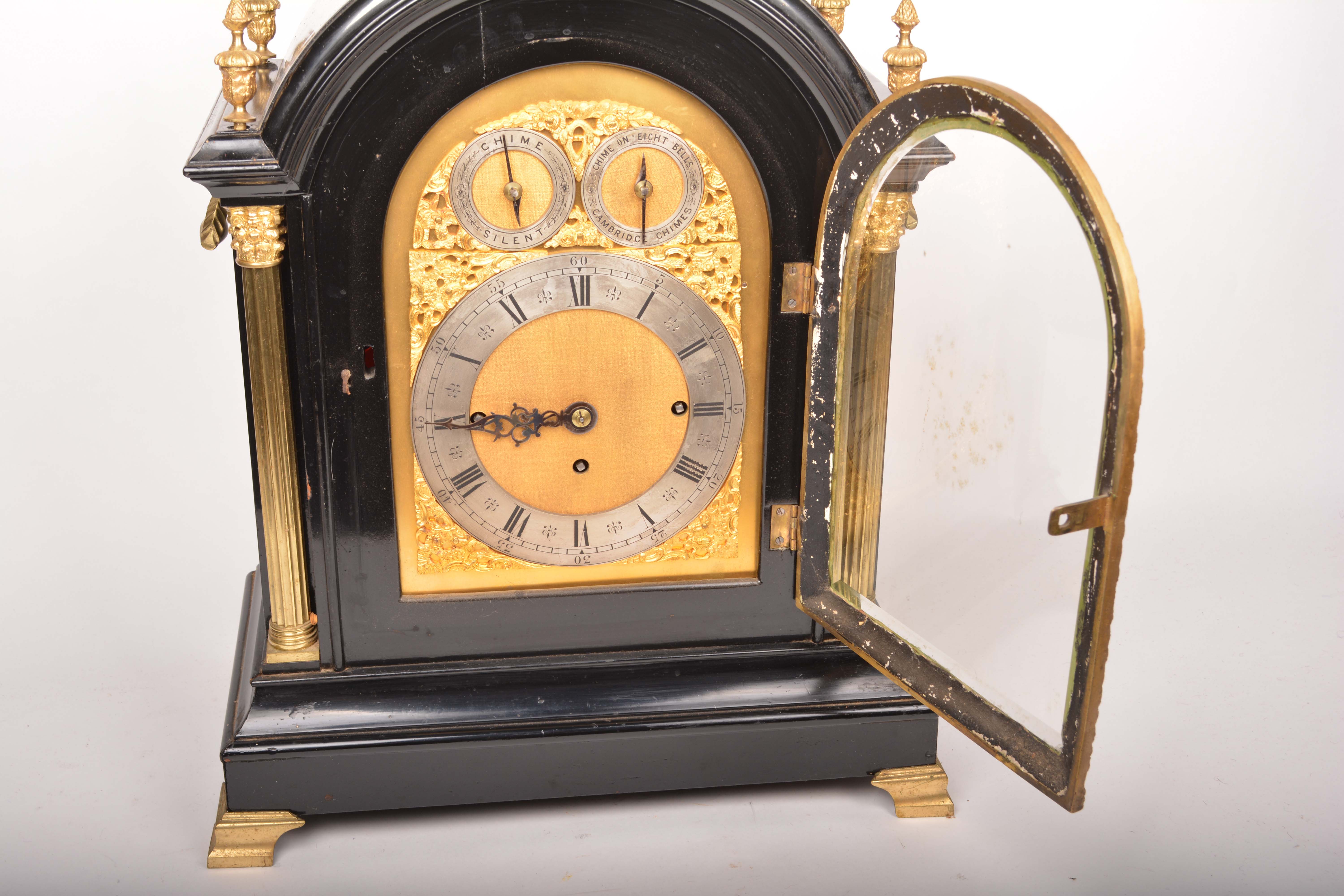 Late 19th Century Ebonized Triple Fusee Bracket Clock