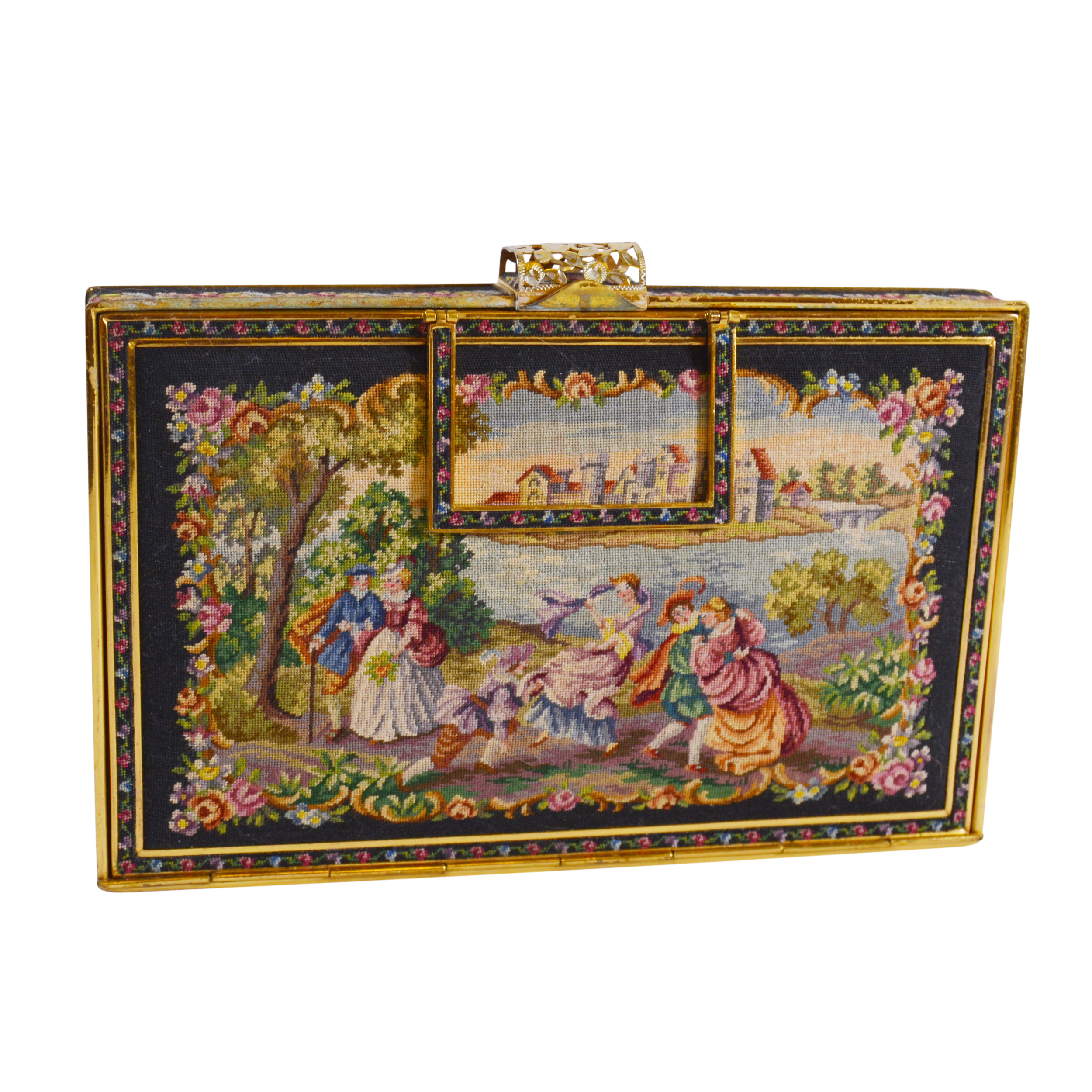 Vintage Vienna Petit Point Evening Bag With Accessories by Maria Stransky