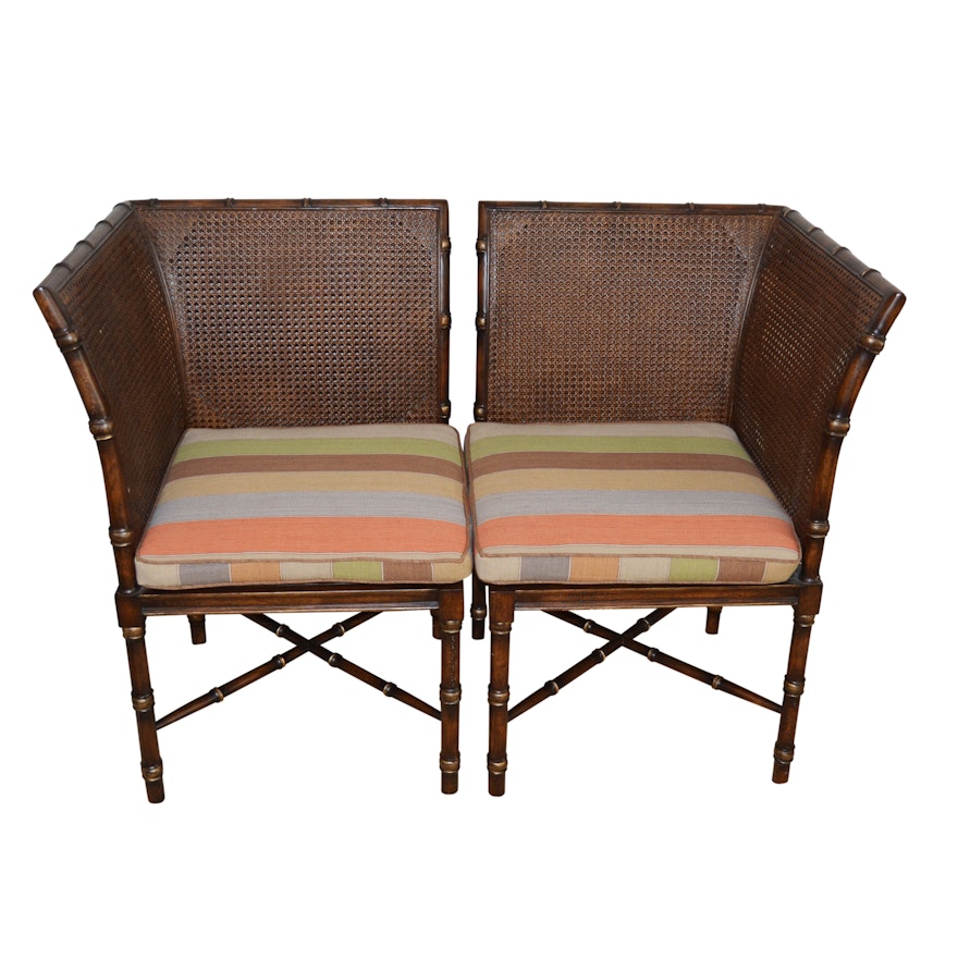 Cane and Bamboo Style Corner Chairs