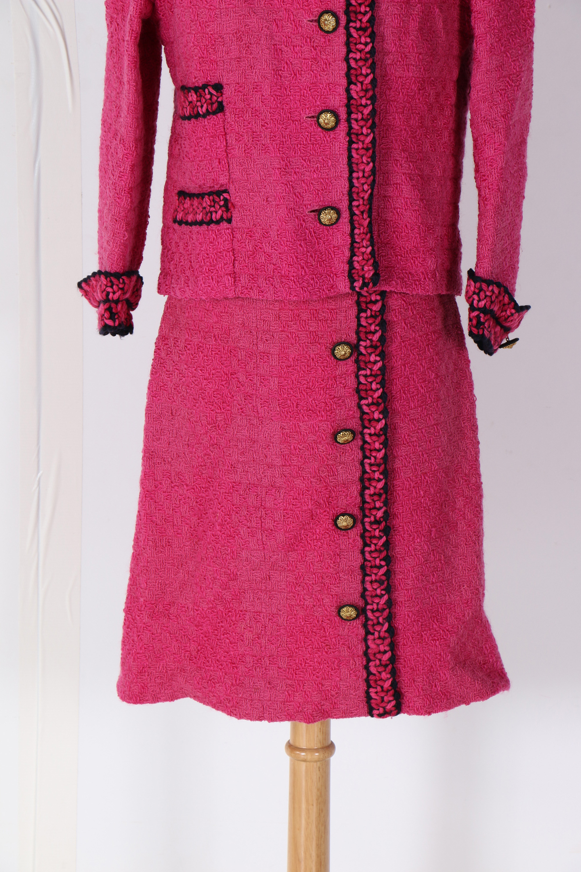 Vintage Chanel Pink Knit Skirt Suit